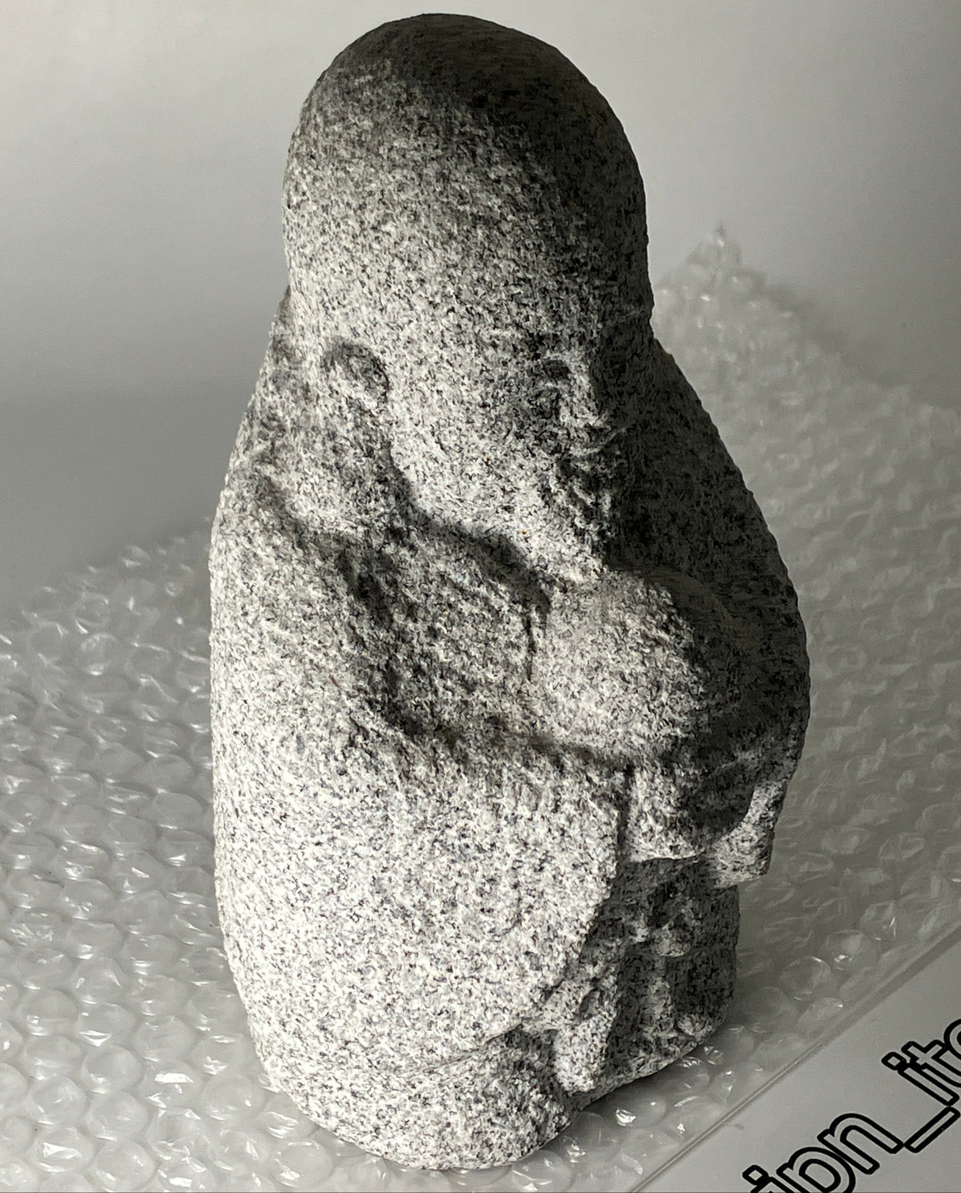 Fukurokuju Gray Granite Stone Sculpture