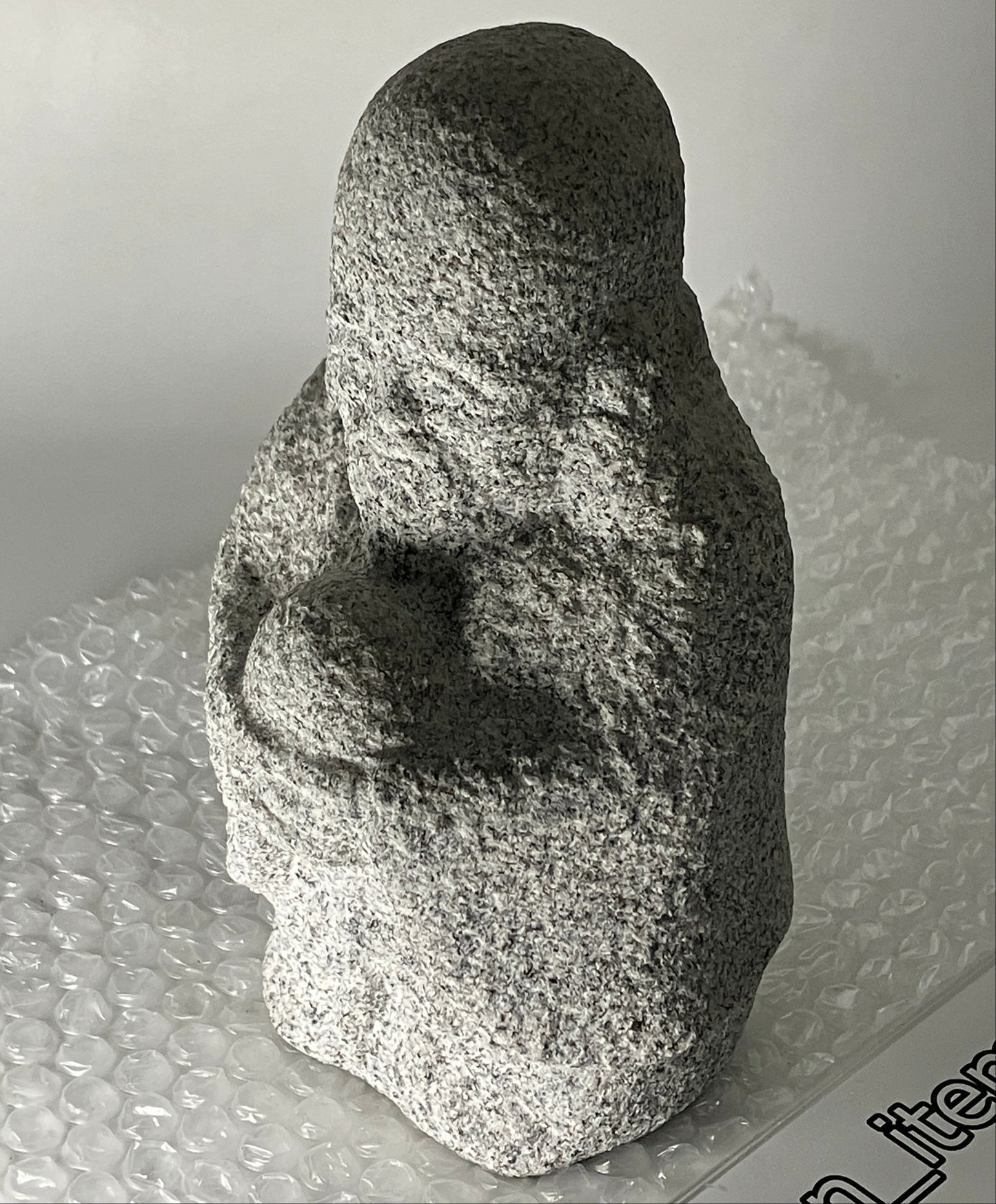 Fukurokuju Gray Granite Stone Sculpture