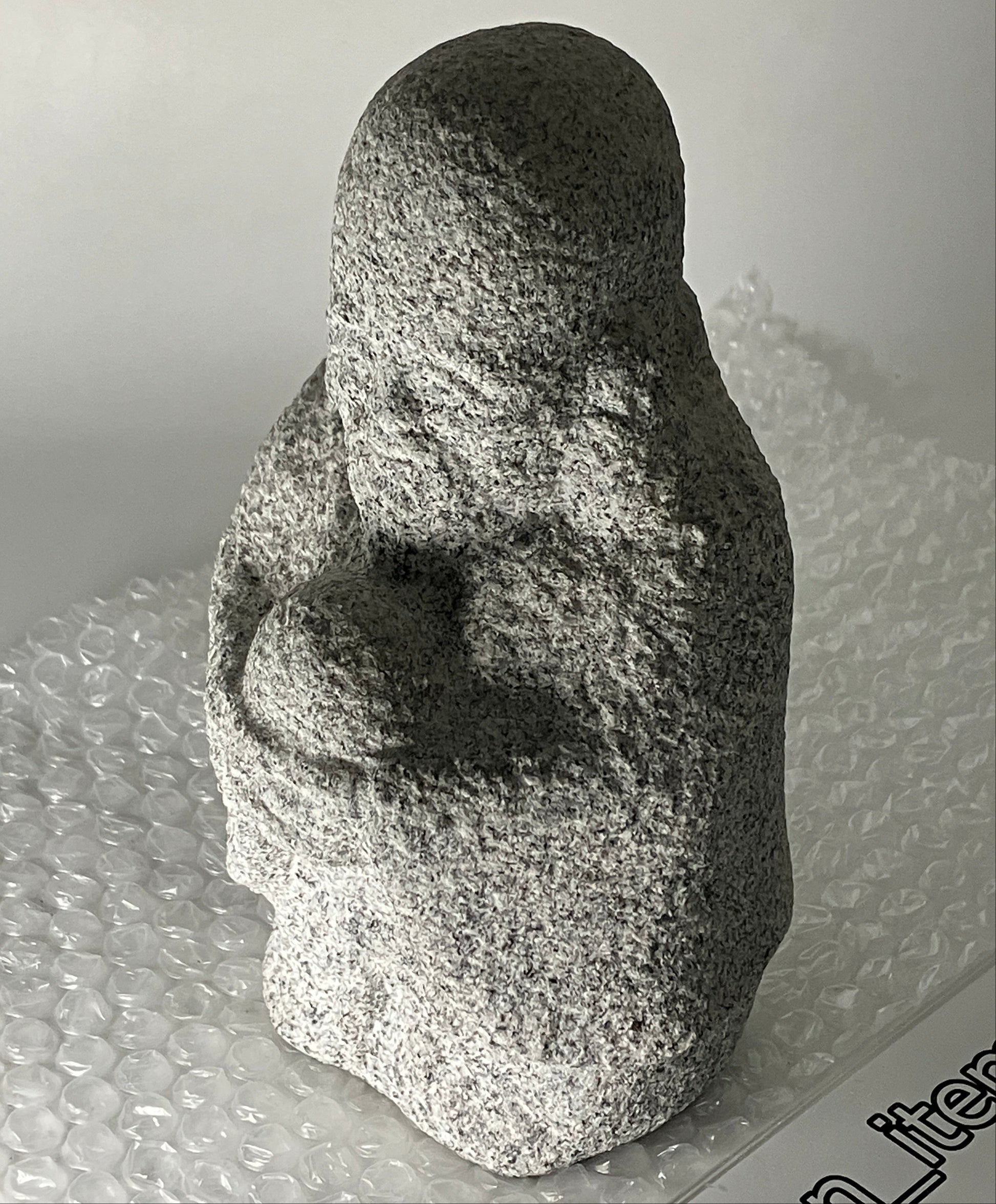 Fukurokuju Gray Granite Stone Sculpture