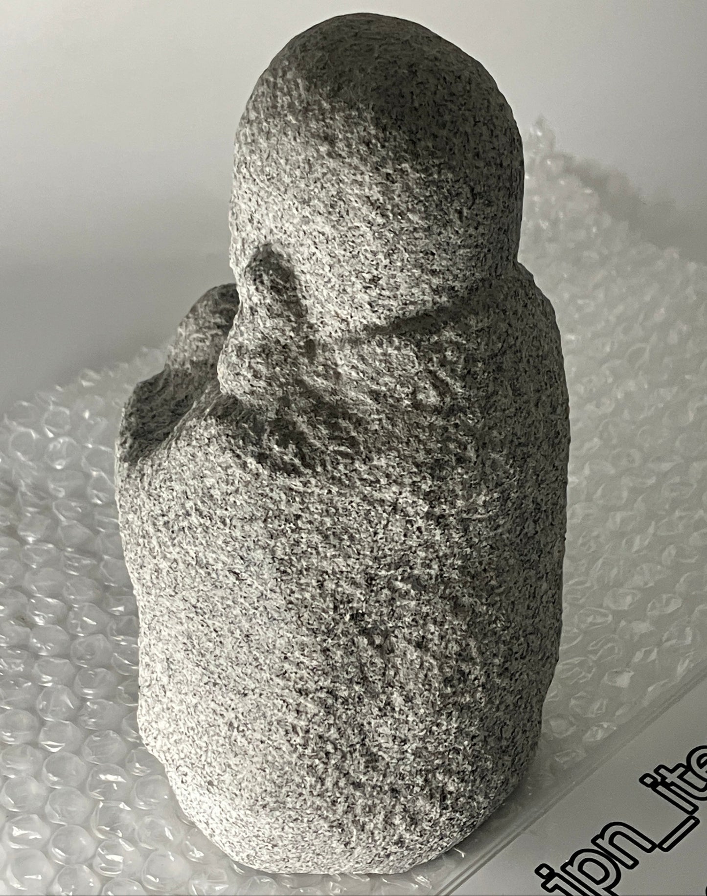 Fukurokuju Gray Granite Stone Sculpture