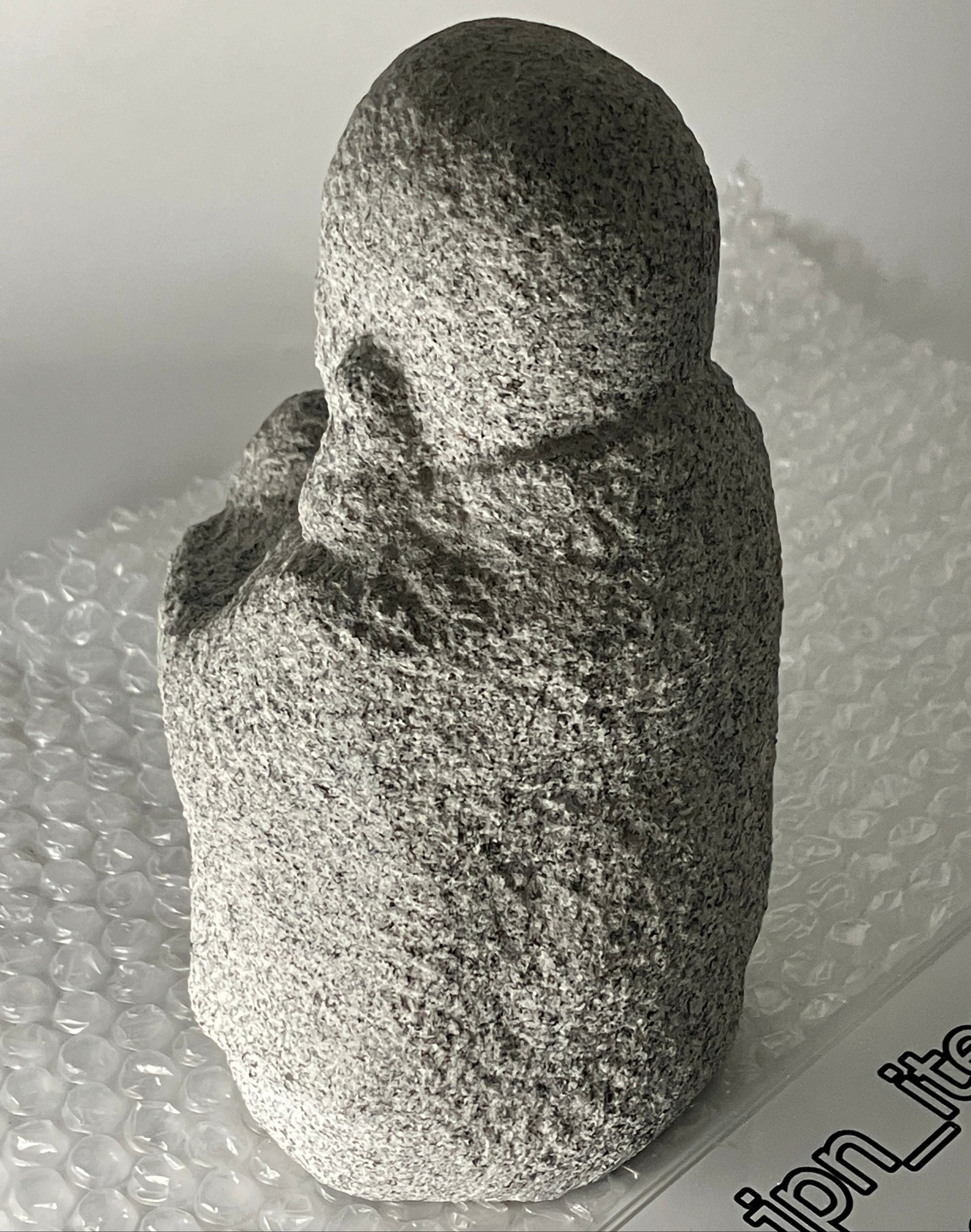 Fukurokuju Gray Granite Stone Sculpture