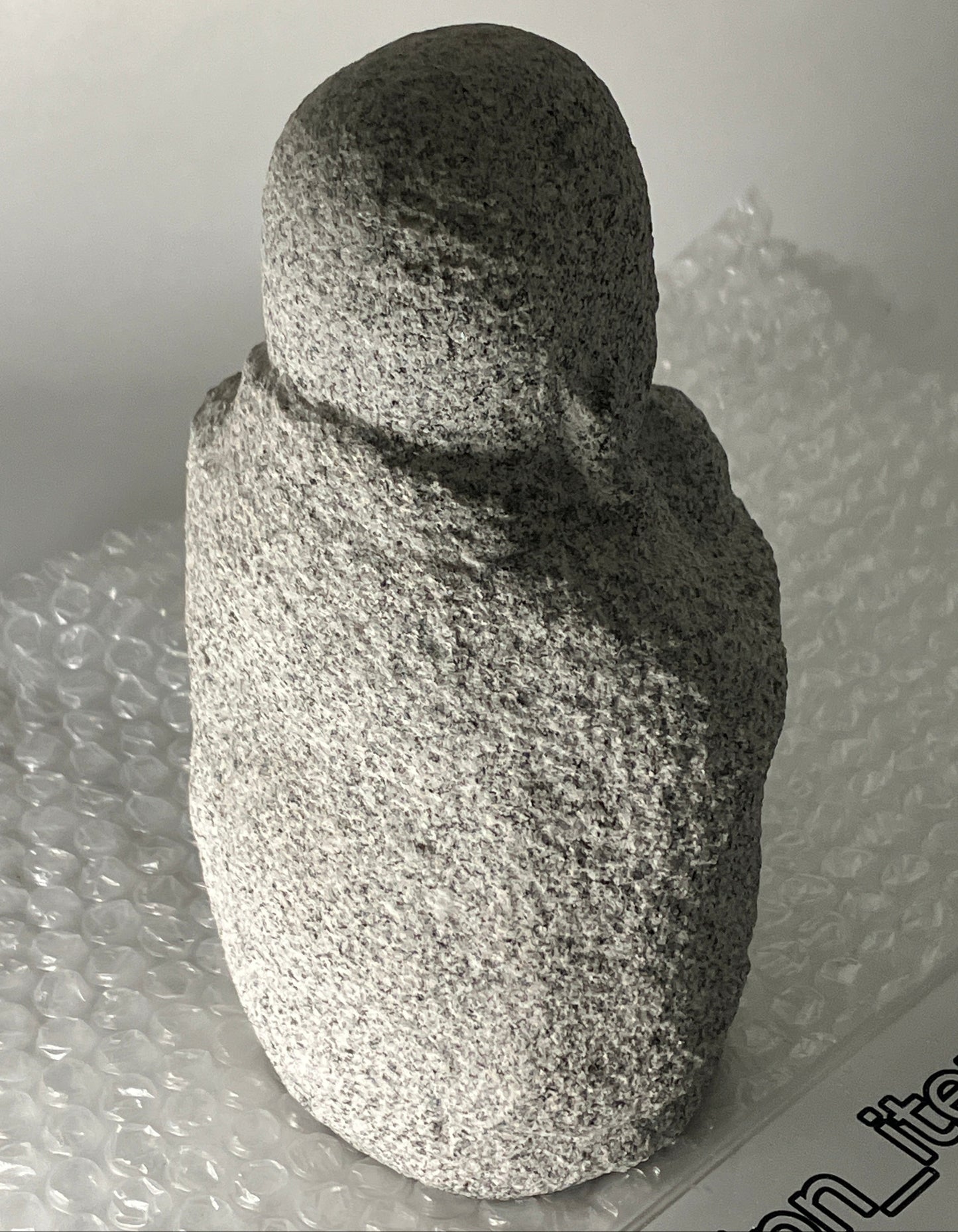Fukurokuju Gray Granite Stone Sculpture