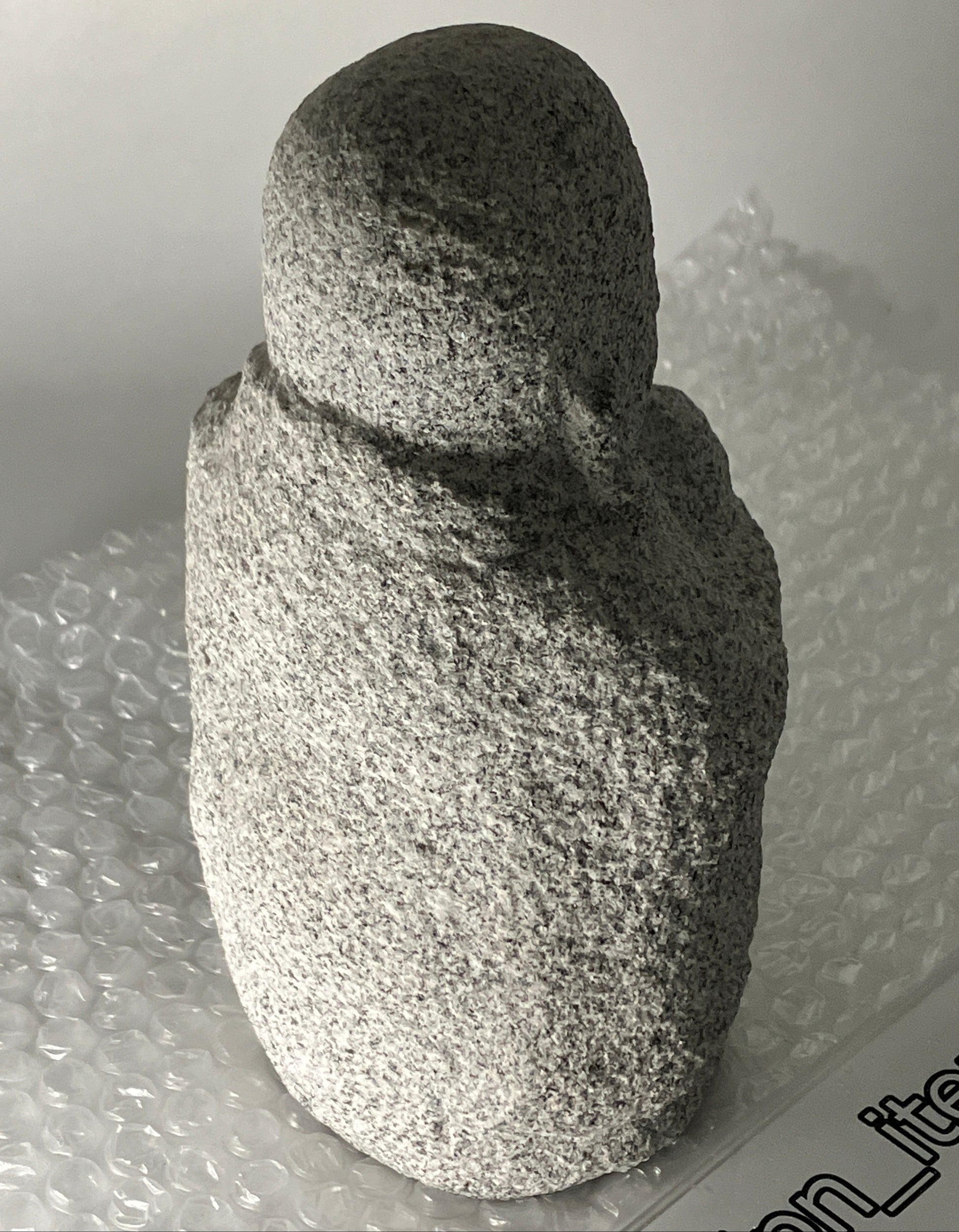 Fukurokuju Gray Granite Stone Sculpture