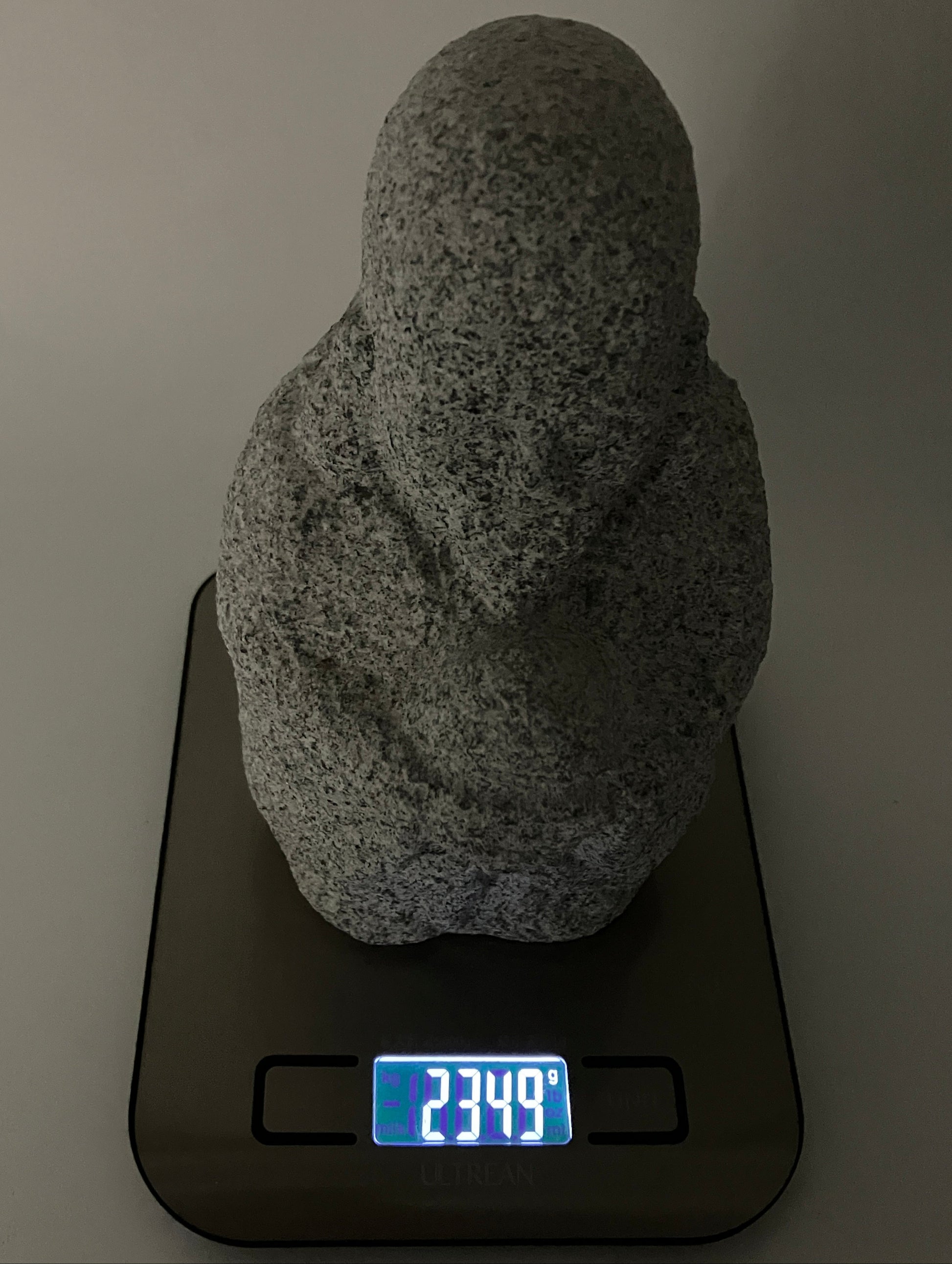 Fukurokuju Gray Granite Stone Sculpture