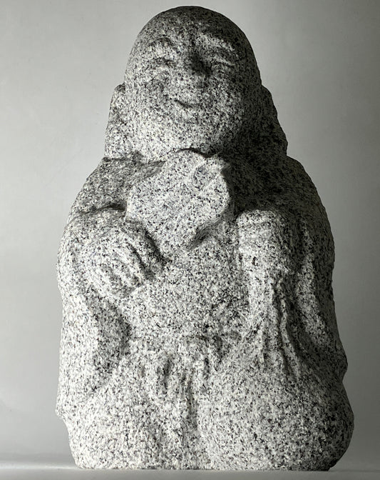 Budai Hotei Gray Granite Stone Sculpture