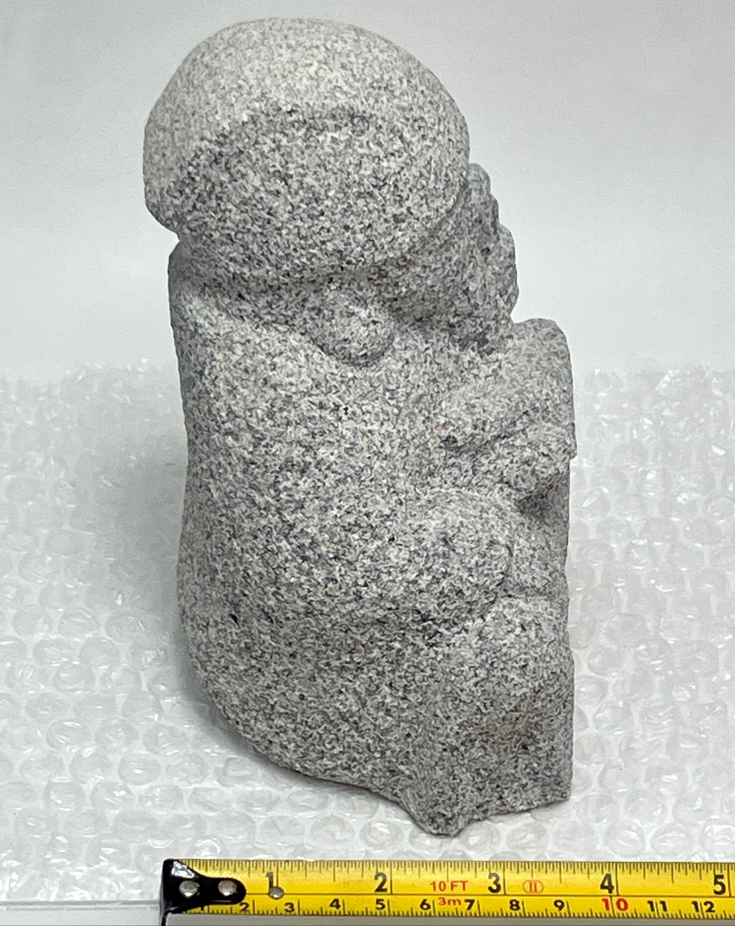 Seven Lucky Gods Jizo Jurojin Gray Granite Stone Sculpture Handmade Japan Garden