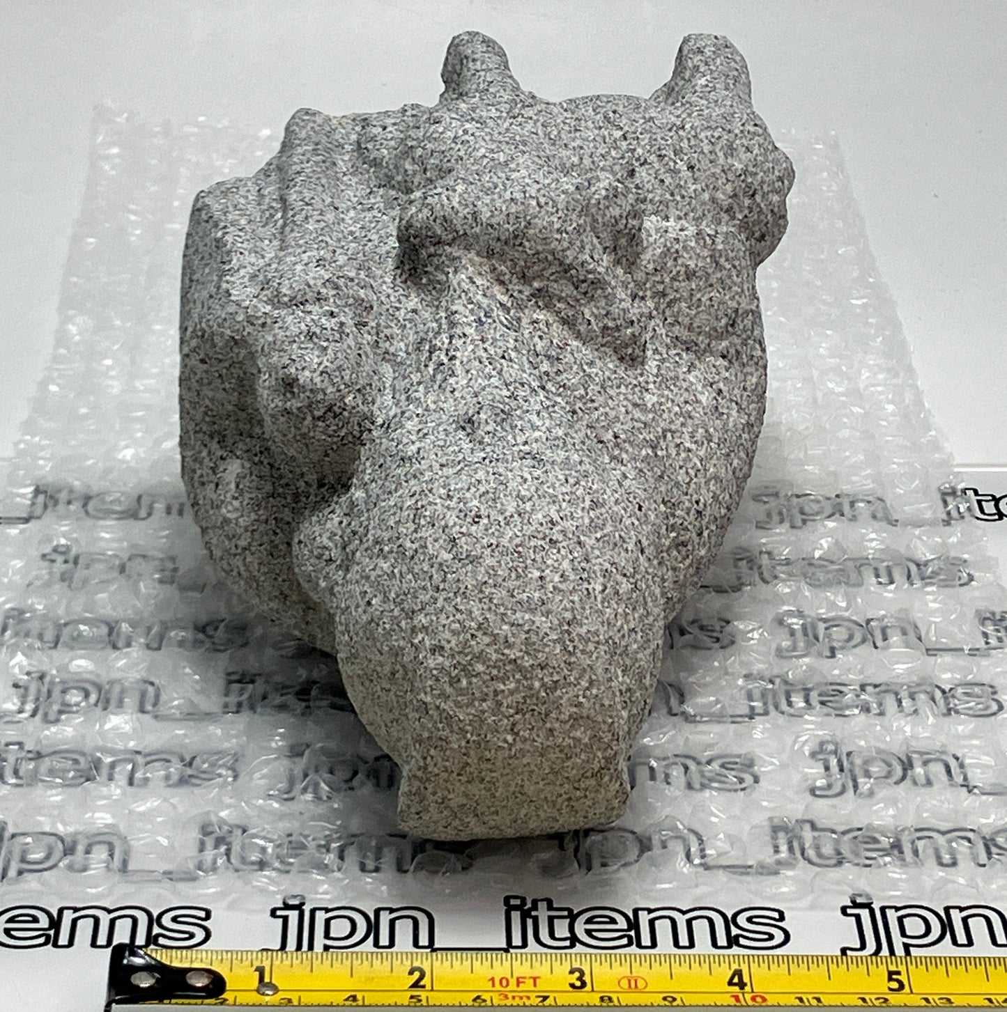 Seven Lucky Gods Jizo Jurojin Gray Granite Stone Sculpture Handmade Japan Garden