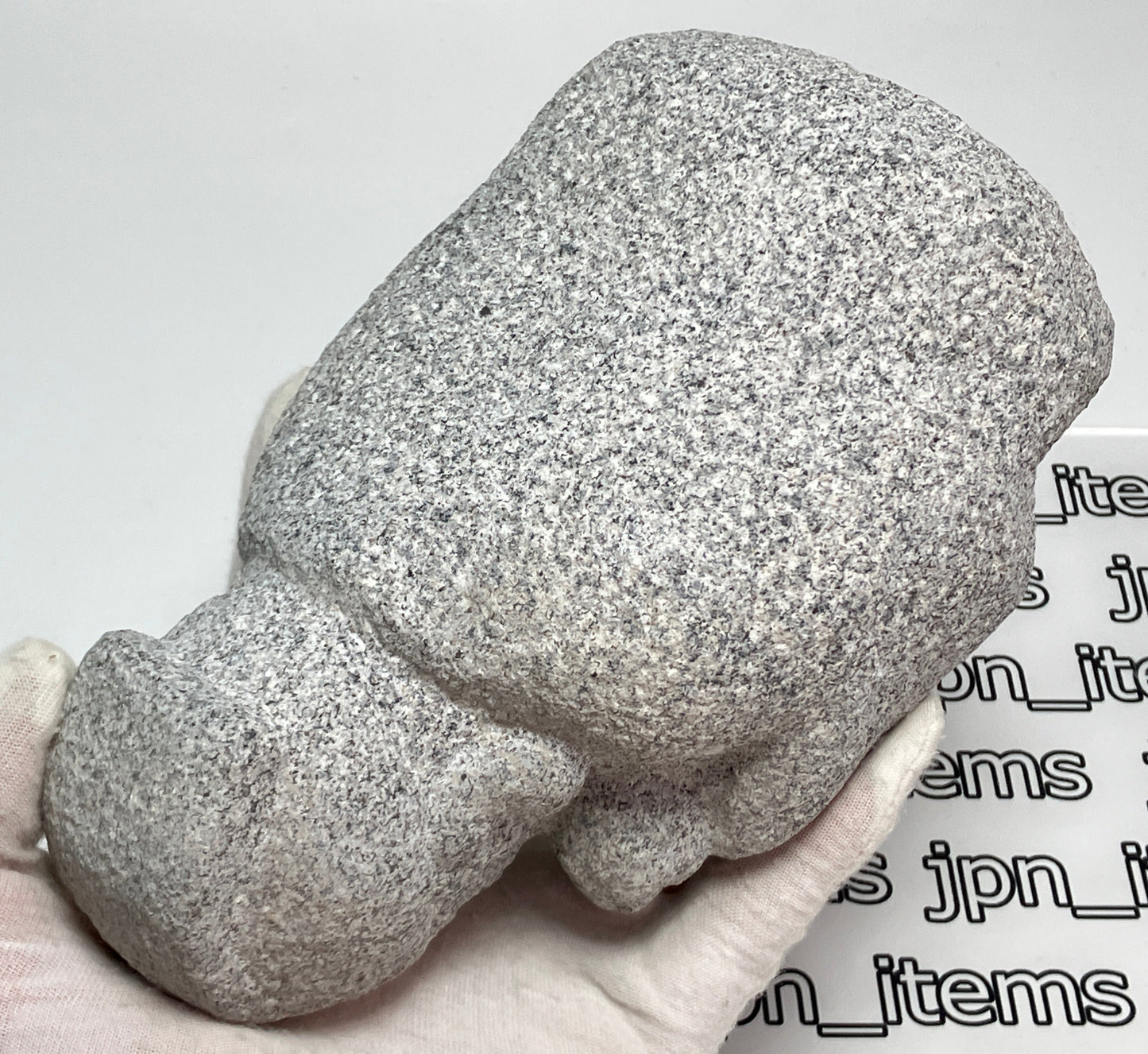 Seven Lucky Gods Jizo Jurojin Gray Granite Stone Sculpture Handmade Japan Garden