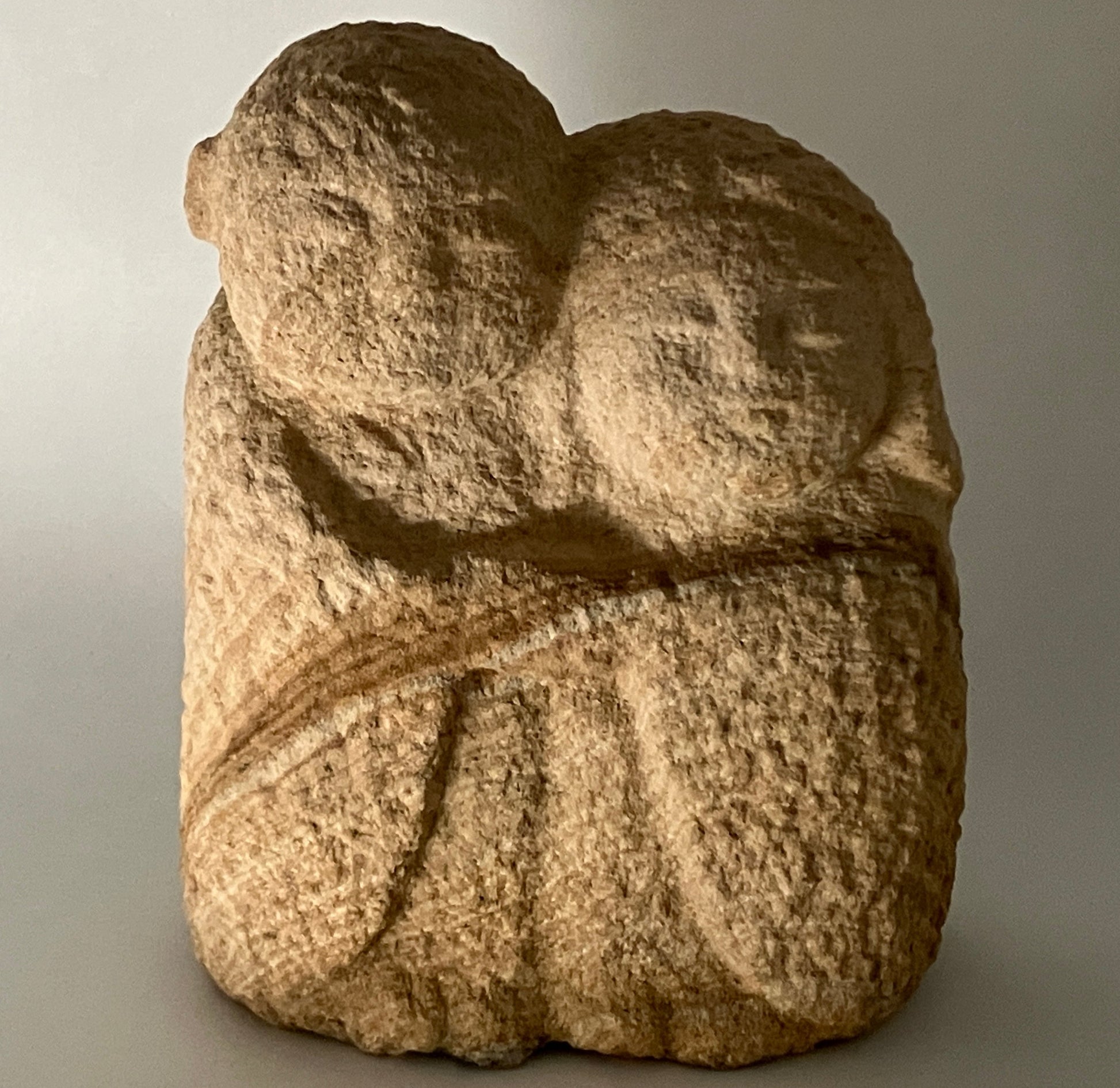 Good friends Children Jizo Brown sandstone Sculpture