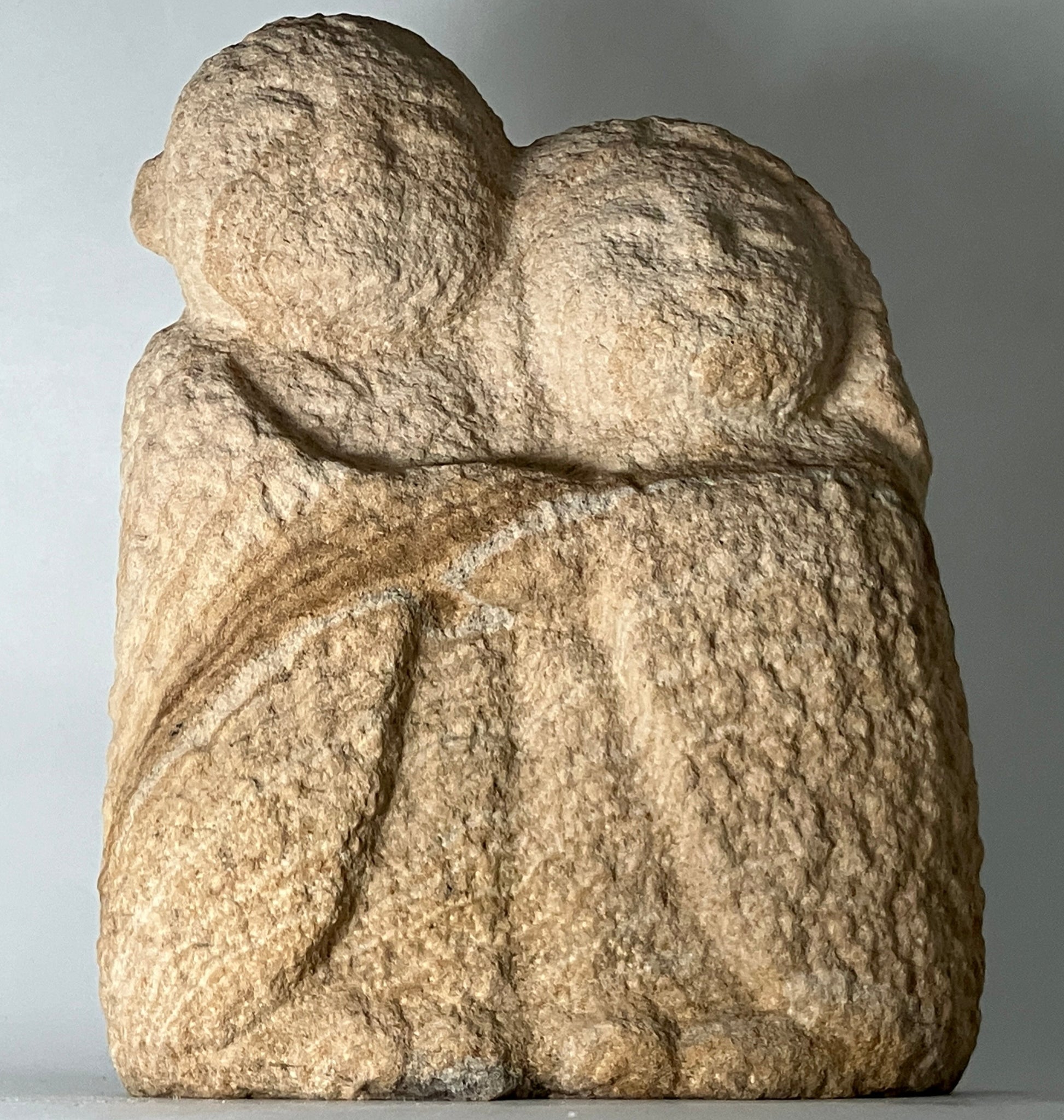 Good friends Children Jizo Brown sandstone Sculpture