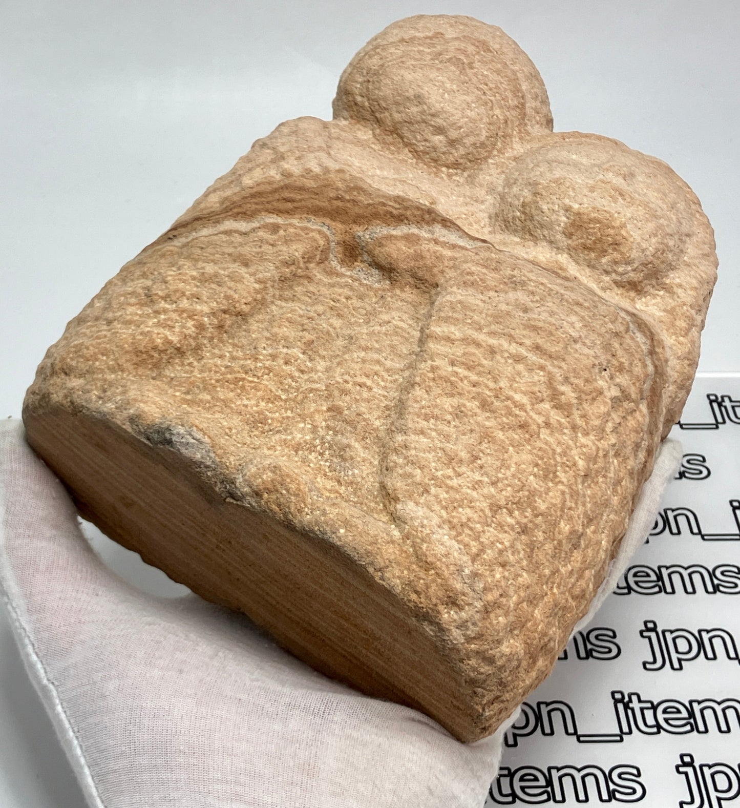 Good friends Children Jizo Brown sandstone Sculpture