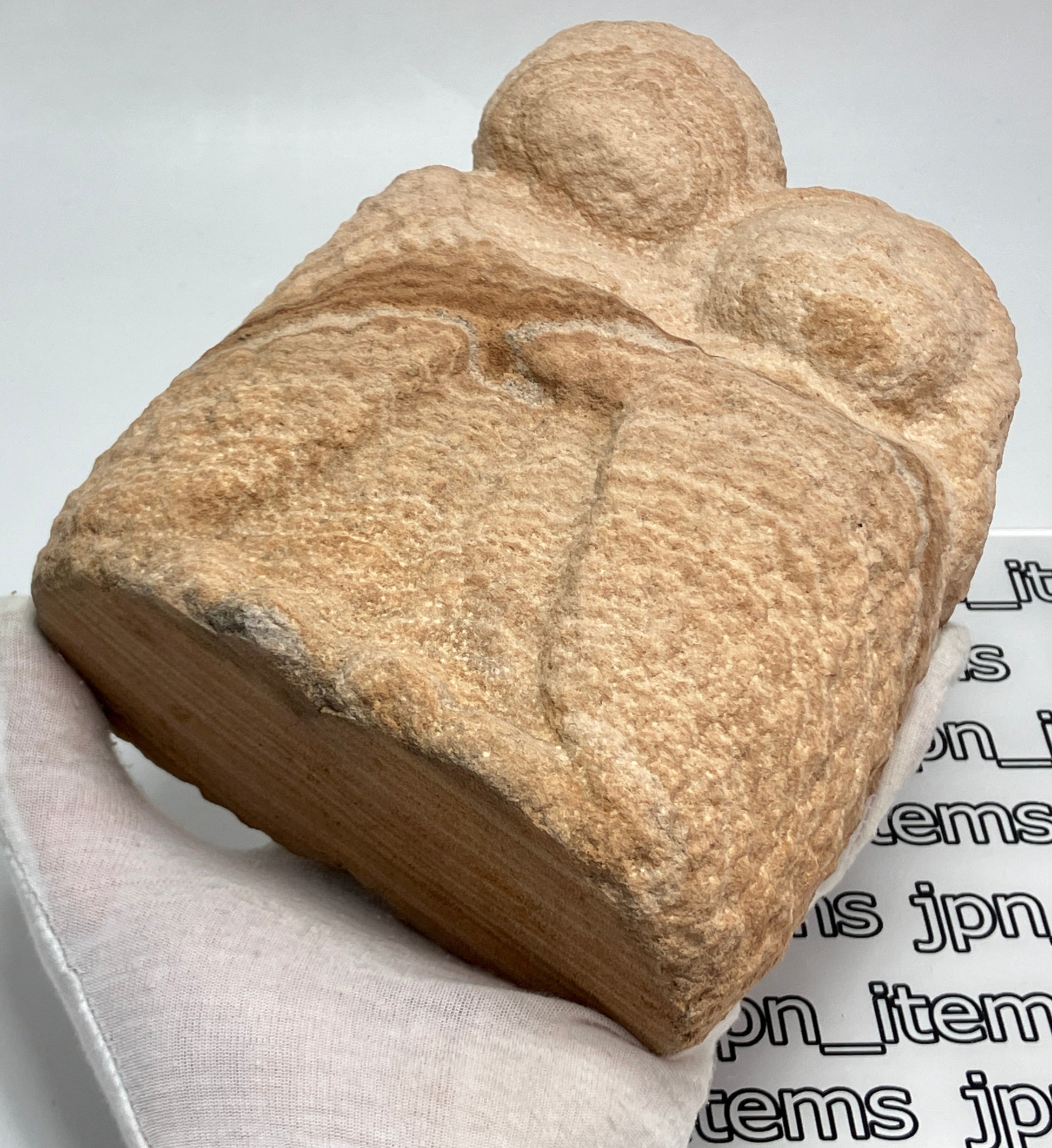 Good friends Children Jizo Brown sandstone Sculpture