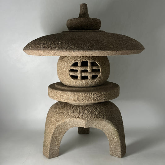 Brown Stone Lantern Kodai Yukimi Tourou Tuff Stone Handmade Japanese Garden