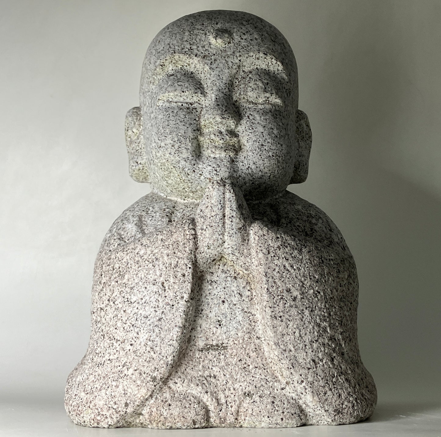 Child Gasshou Jizo Ojizo-Sama Granite Stone Sculpture Handmade Japanese Garden