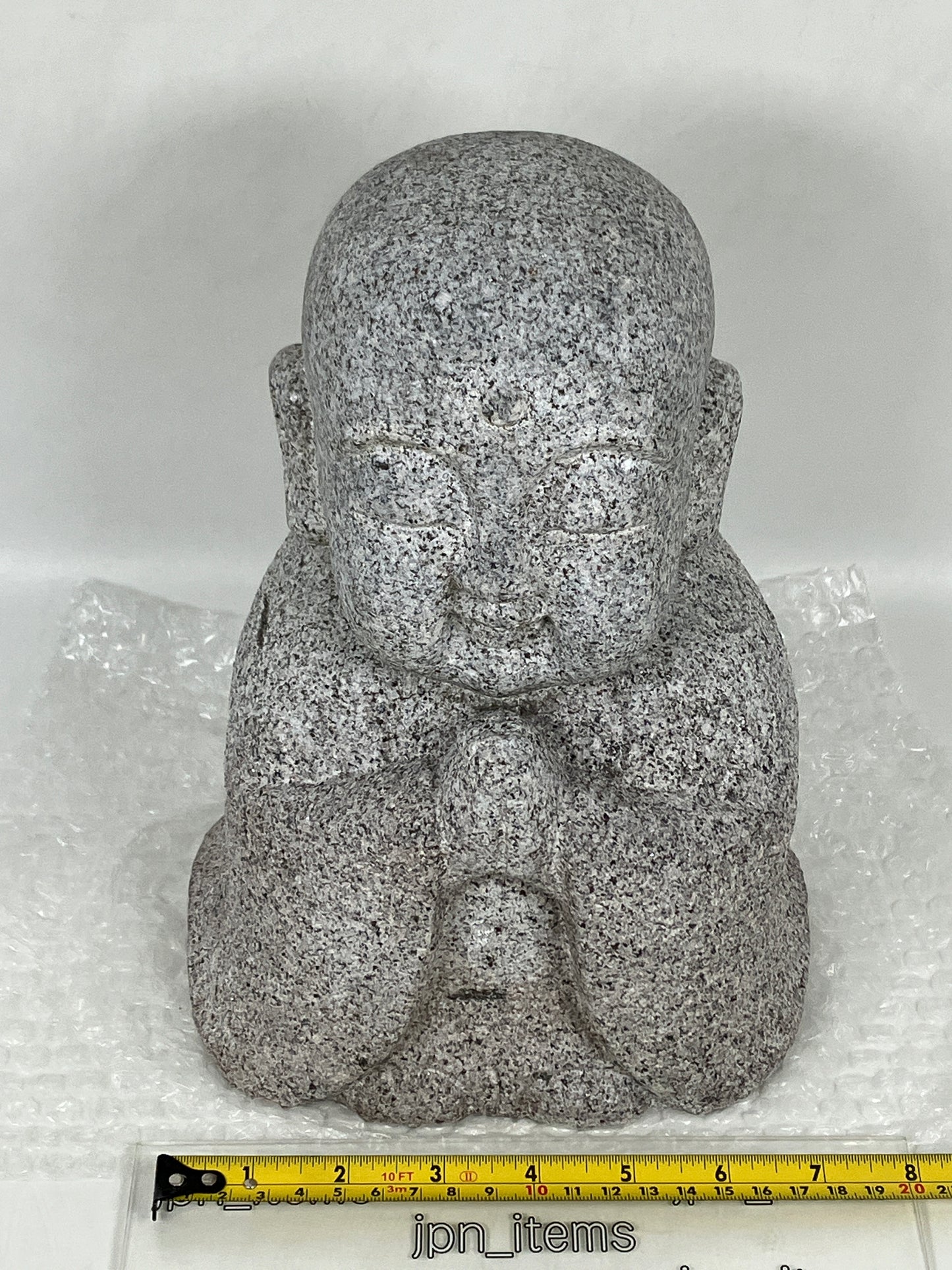 Child Gasshou Jizo Ojizo-Sama Granite Stone Sculpture Handmade Japanese Garden