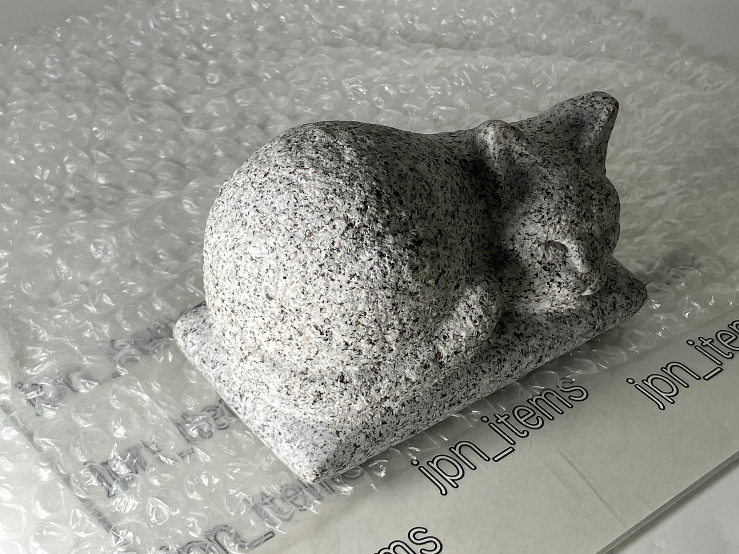 Sleeping Cat Statue Granite Stone Sculpture Handmade Japanese Garden