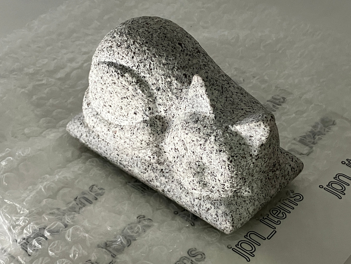 Sleeping Cat Statue Granite Stone Sculpture Handmade Japanese Garden