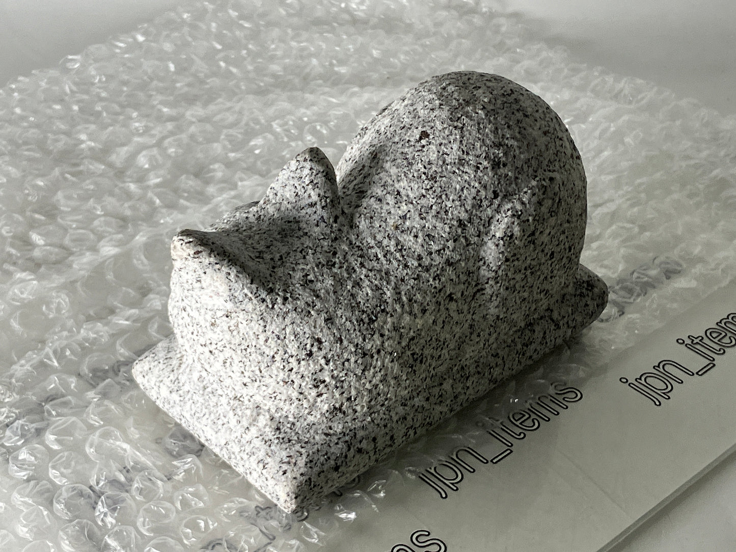 Sleeping Cat Statue Granite Stone Sculpture Handmade Japanese Garden