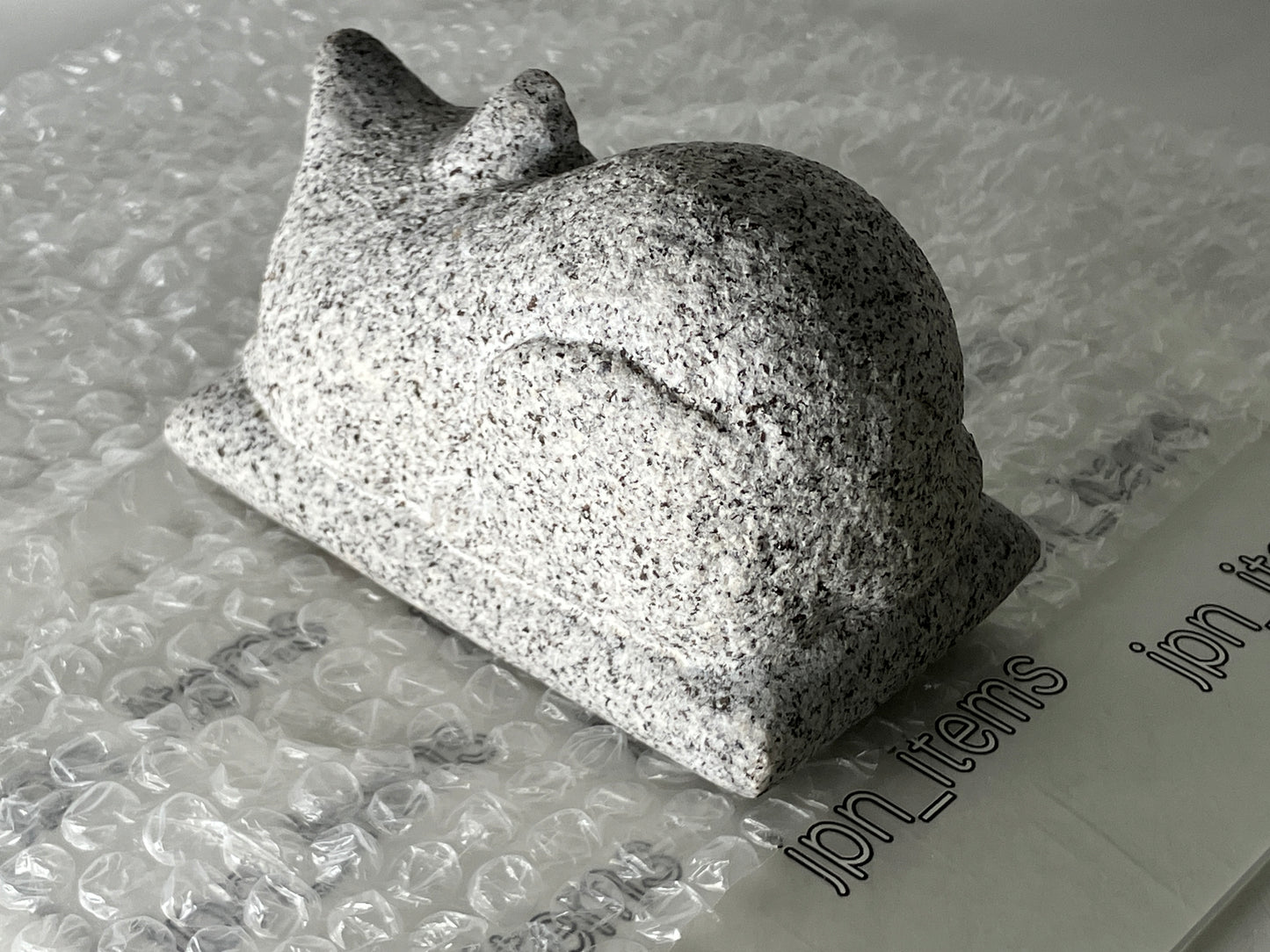 Sleeping Cat Statue Granite Stone Sculpture Handmade Japanese Garden