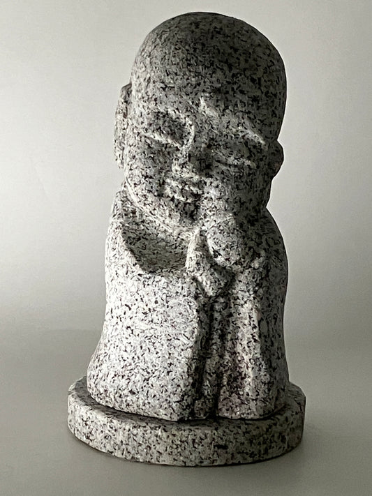 Gasshou Jizo with Globus cruciger Ojizo-Sama Granite Stone Sculpture Handmade