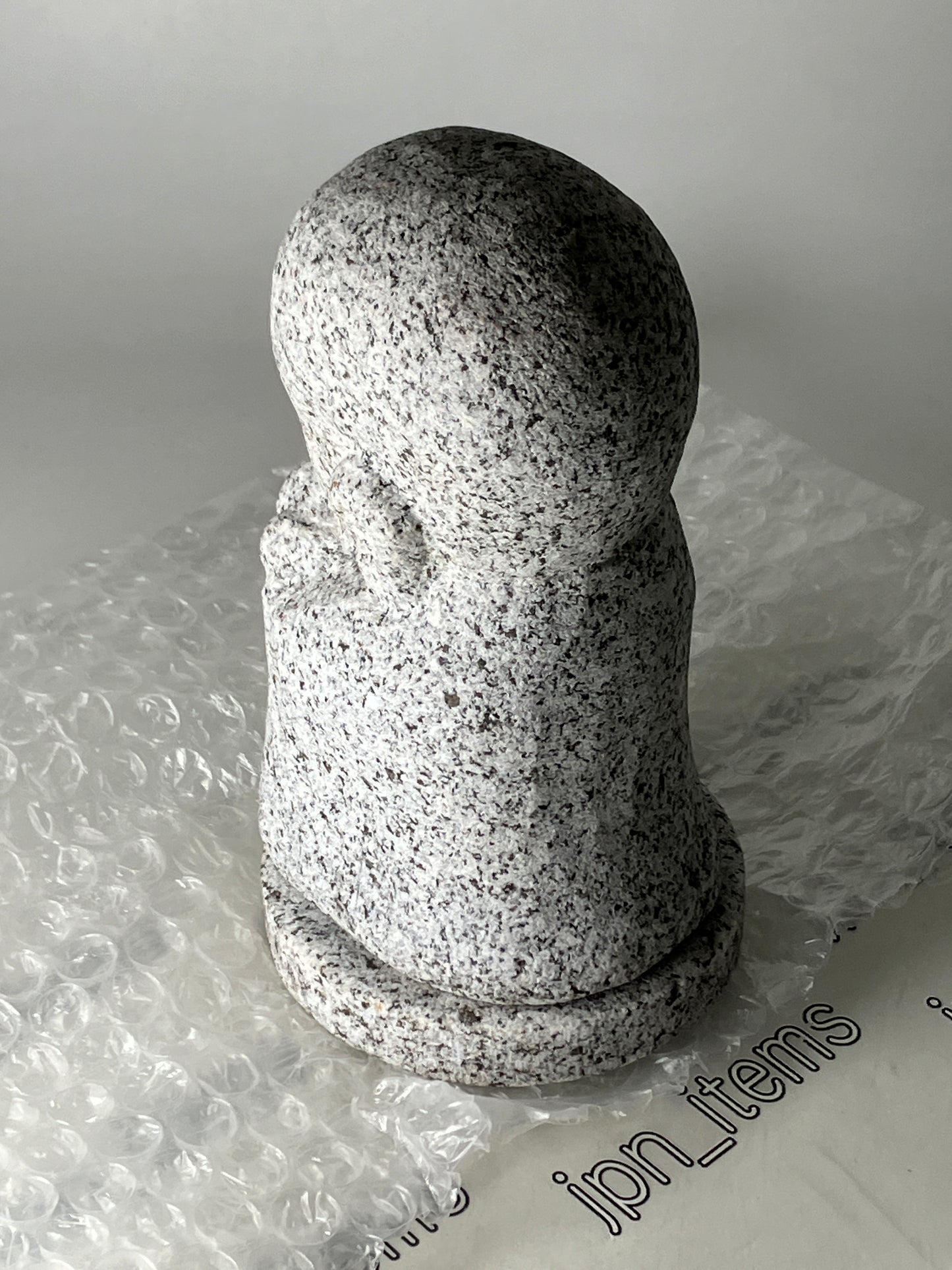 Gasshou Jizo with Globus cruciger Ojizo-Sama Granite Stone Sculpture Handmade