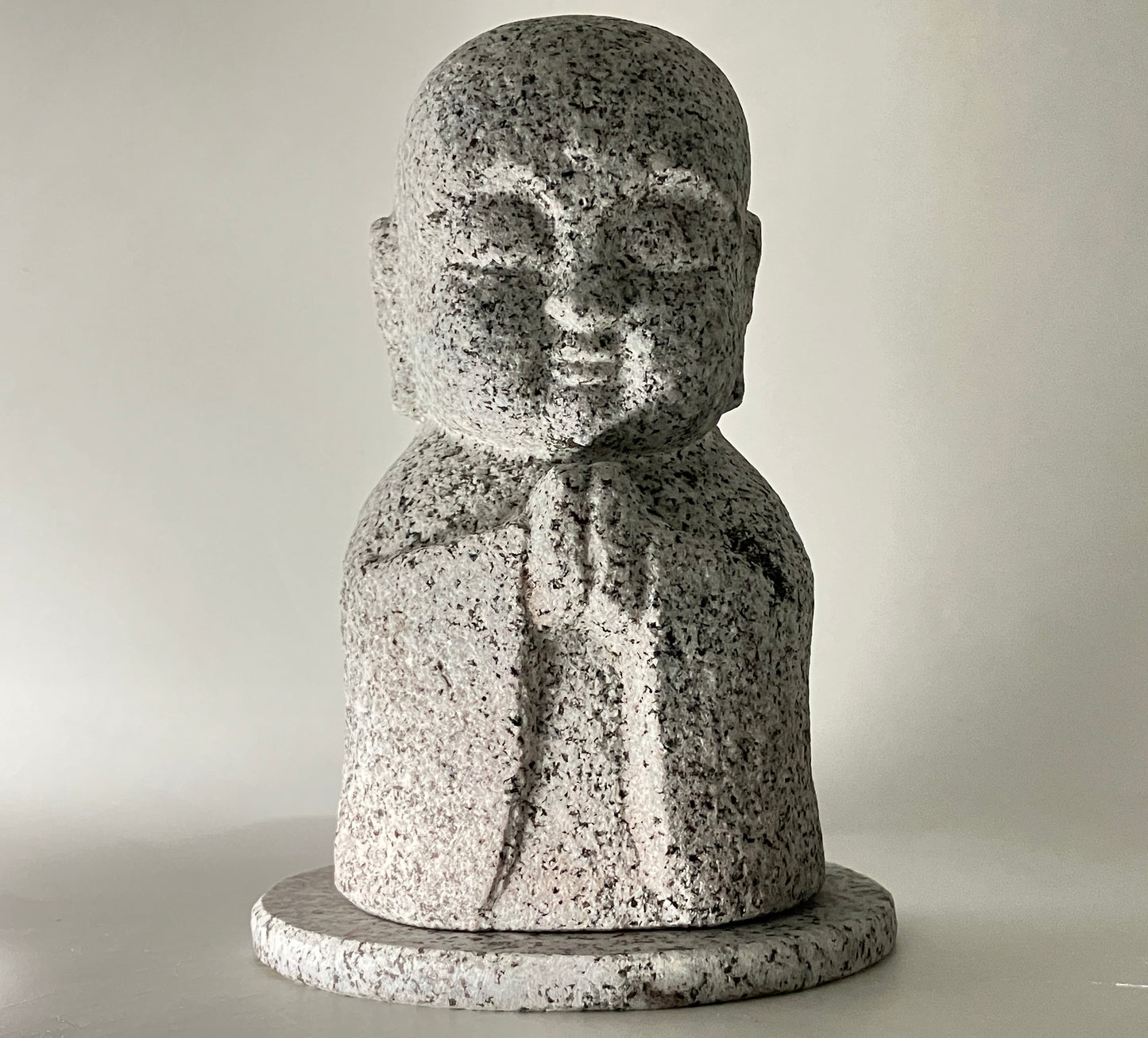 Gasshou Jizo Ojizo-Sama Granite Stone Sculpture Handmade Japanese Garden