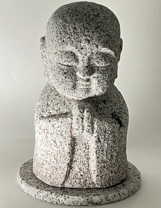 Gasshou Jizo Ojizo-Sama Granite Stone Sculpture Handmade Japanese Garden