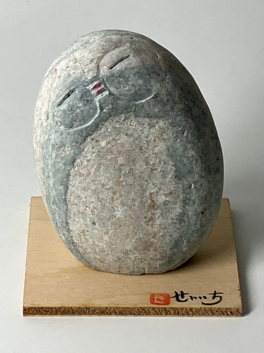 Miniature Shengmu Pebble Stone Jizo Sculpture Handmade Japanese Type A