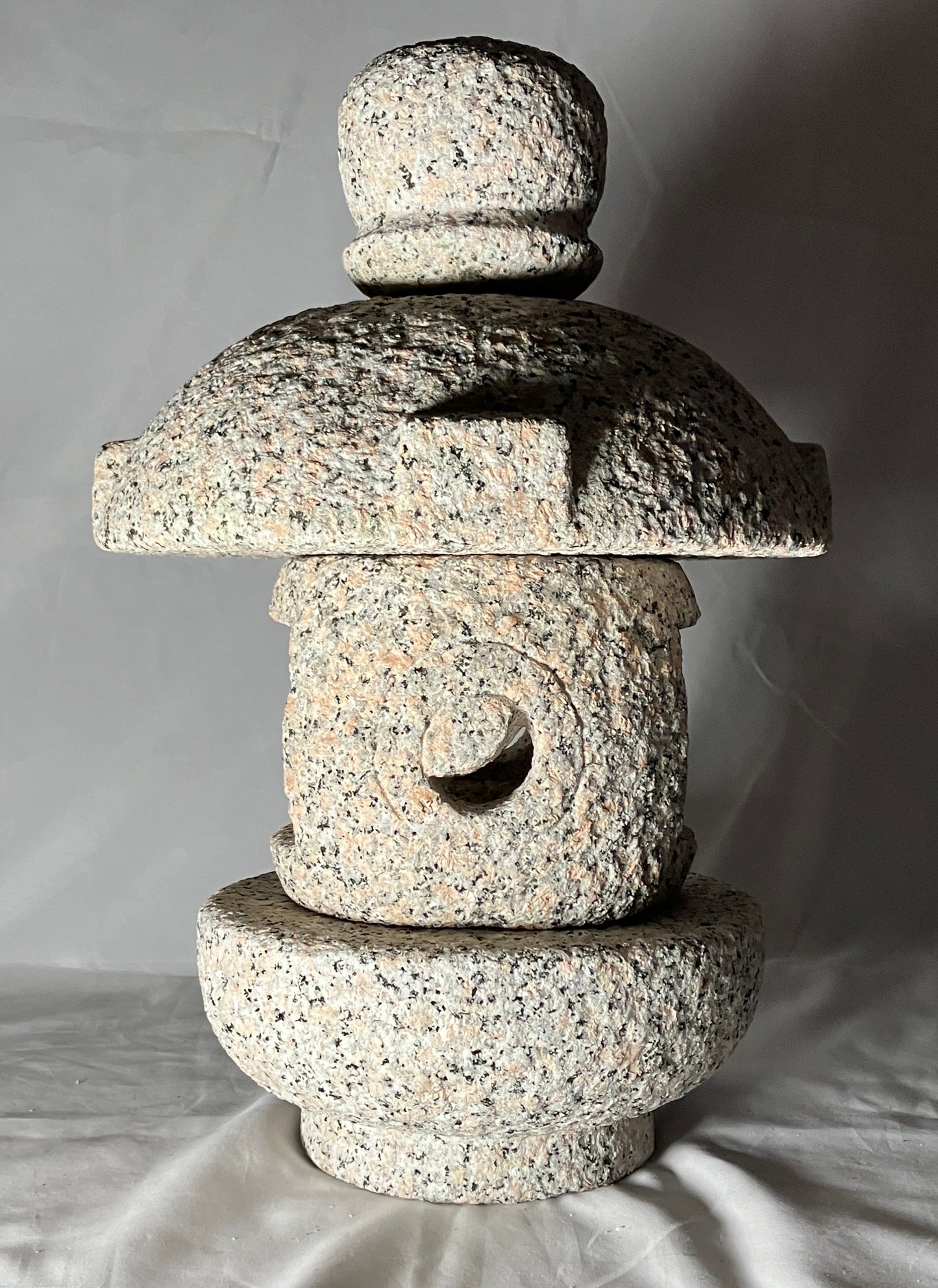 Pink Stone Lantern Misaki Tourou Medium Granite Japanese Garden Ornament Statue