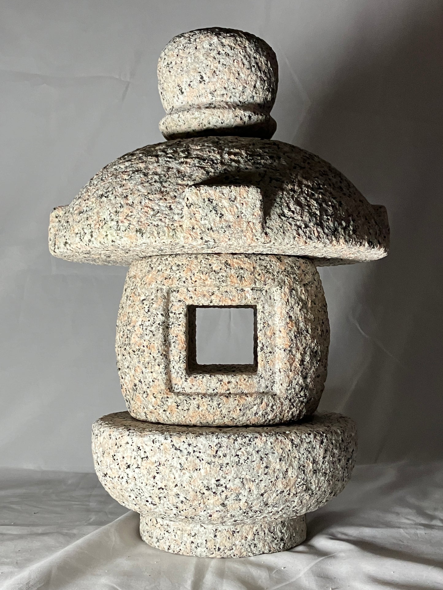 Pink Stone Lantern Misaki Tourou Medium Granite Japanese Garden Ornament Statue