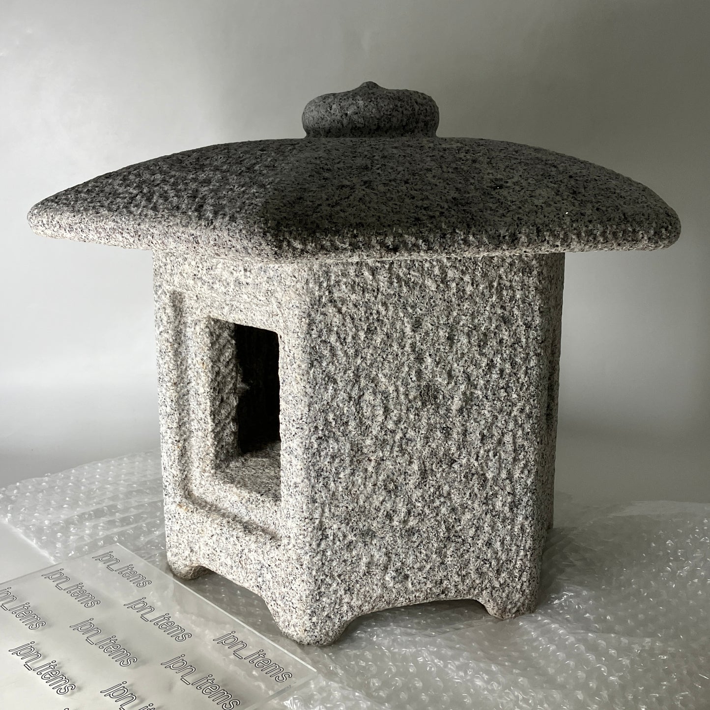 Gray Medium Sunshouan-Gata Granite Stone Lantern Tourou Handmade Japanese Garden