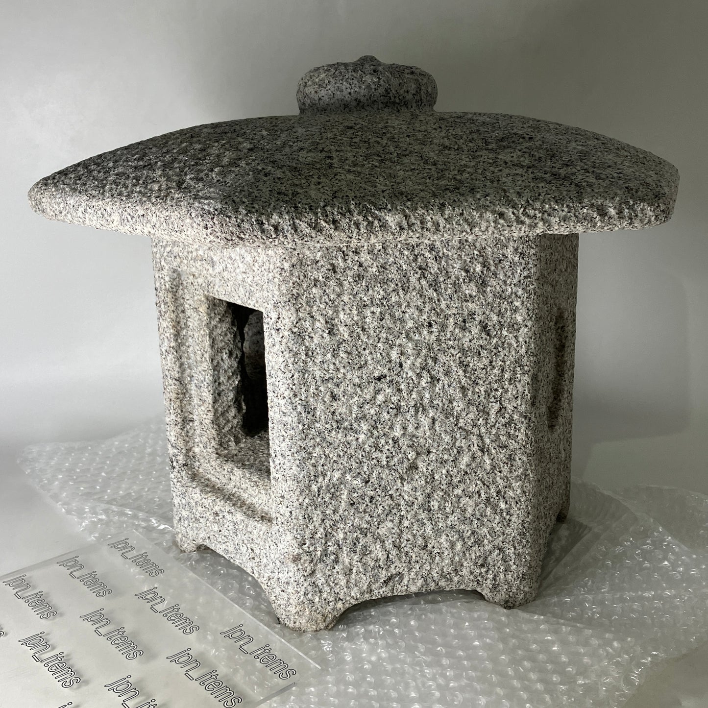 Gray Medium Sunshouan-Gata Granite Stone Lantern Tourou Handmade Japanese Garden