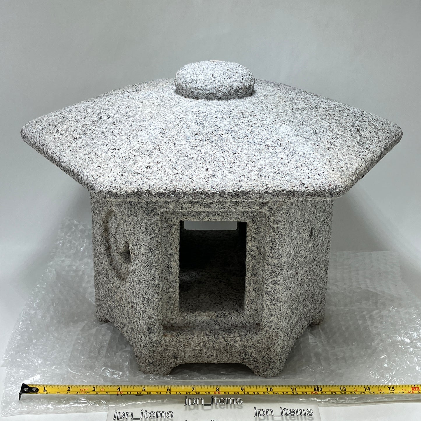 Gray Medium Sunshouan-Gata Granite Stone Lantern Tourou Handmade Japanese Garden