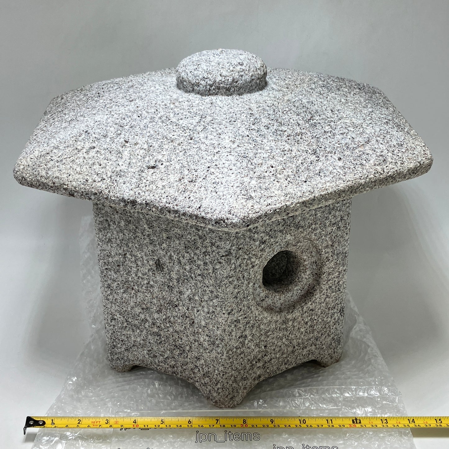 Gray Medium Sunshouan-Gata Granite Stone Lantern Tourou Handmade Japanese Garden