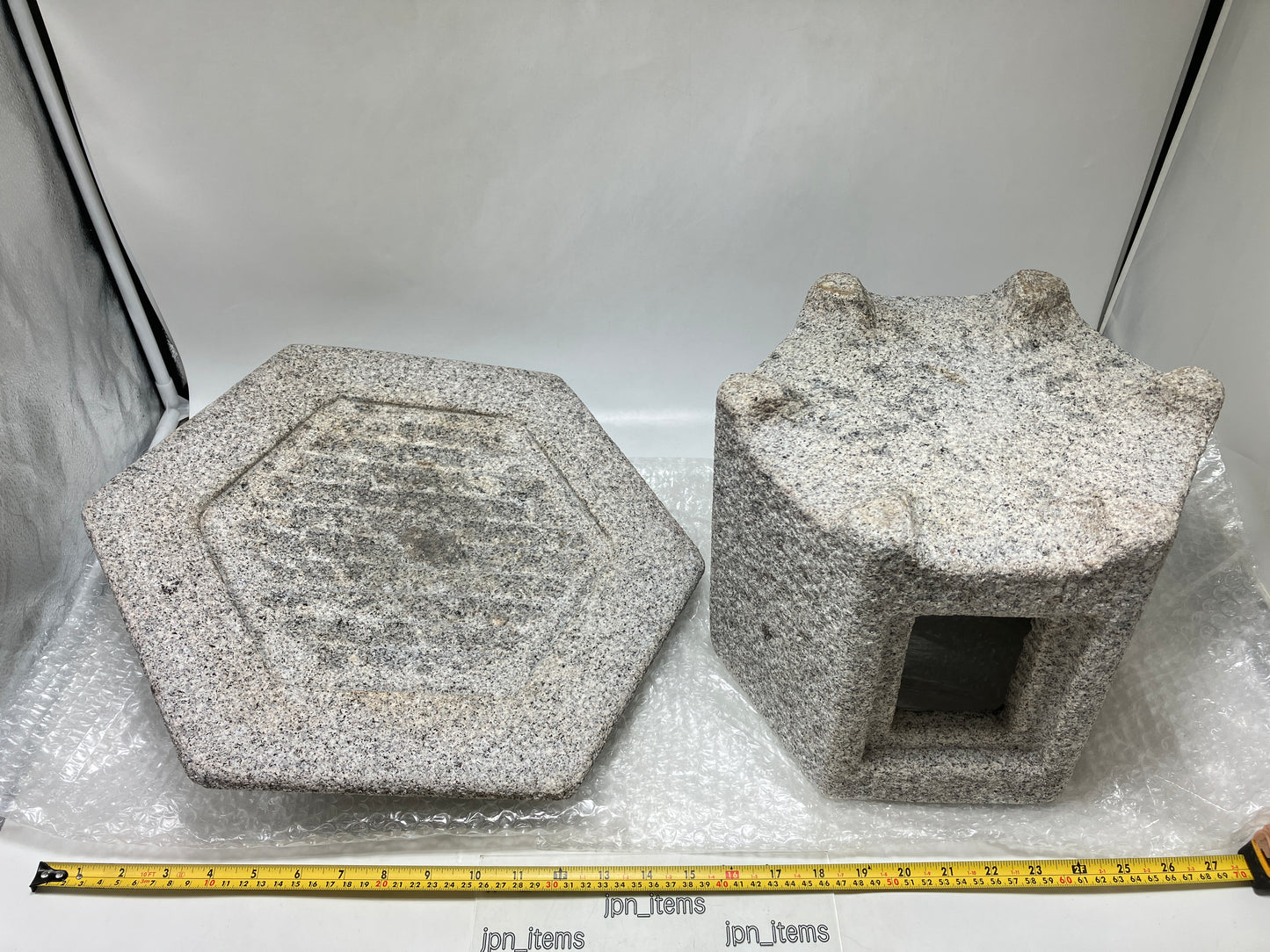 Gray Medium Sunshouan-Gata Granite Stone Lantern Tourou Handmade Japanese Garden