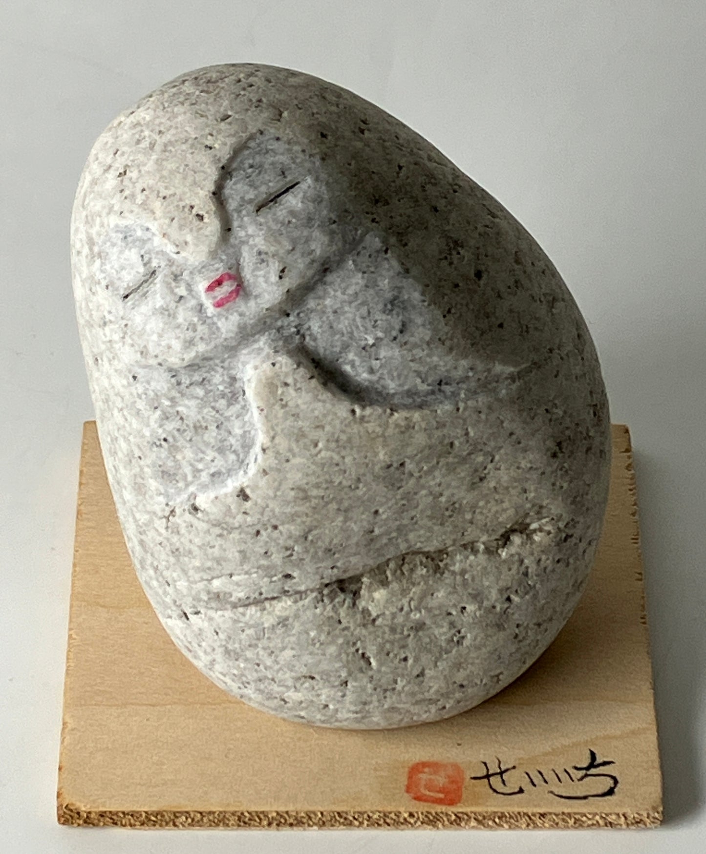 Miniature Shengmu Pebble Stone Jizo Sculpture Handmade Japanese Type C