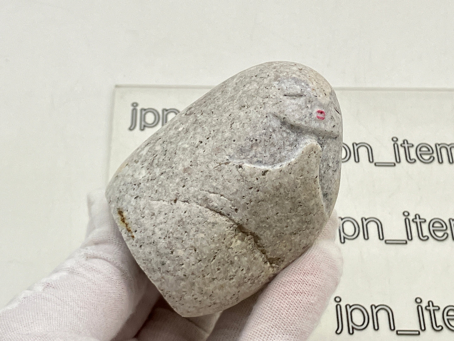 Miniature Shengmu Pebble Stone Jizo Sculpture Handmade Japanese Type C