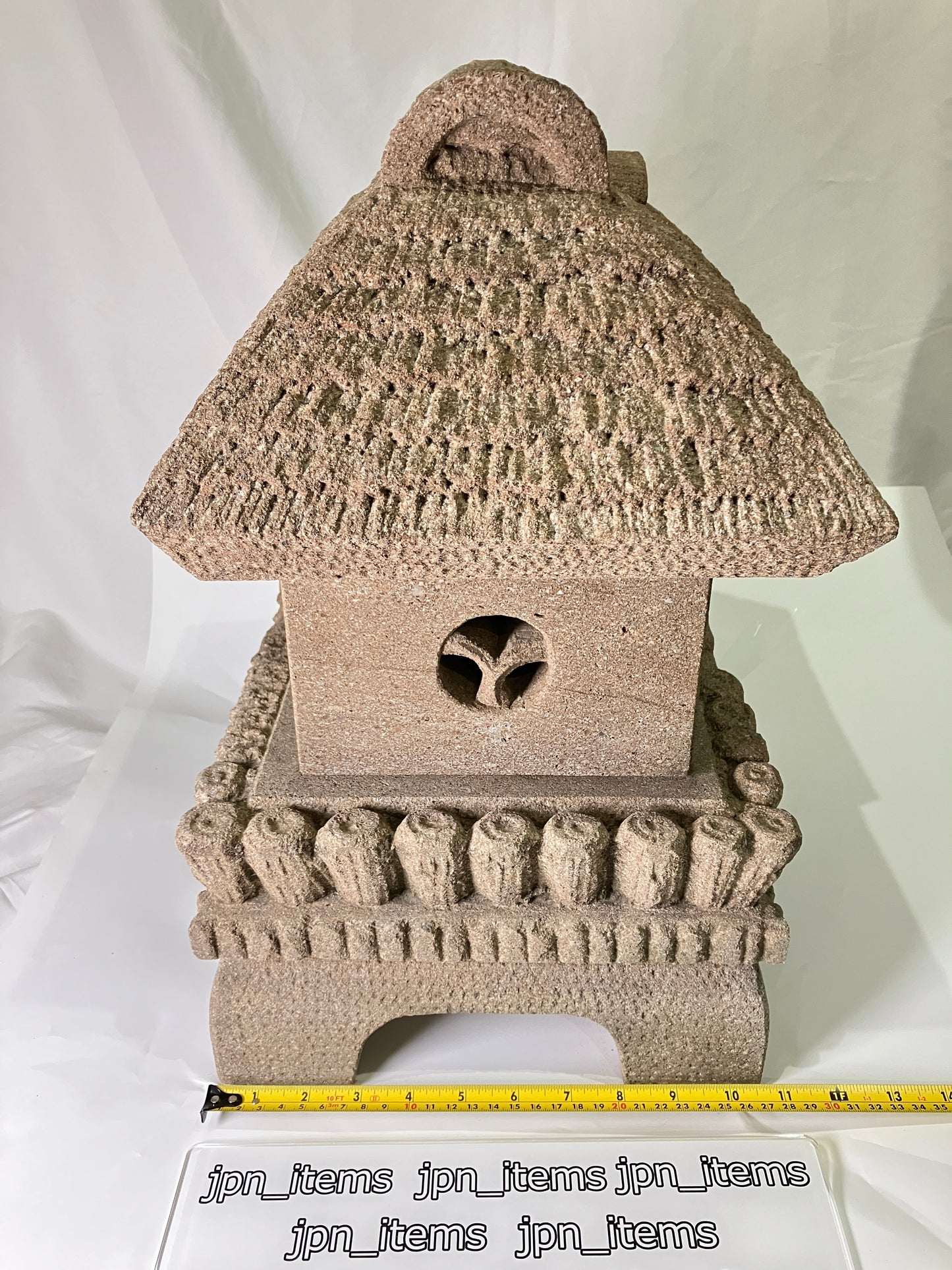 Brown Medium Sandstone Thatching Stone Lantern Tourou Handmade Japanese Garden