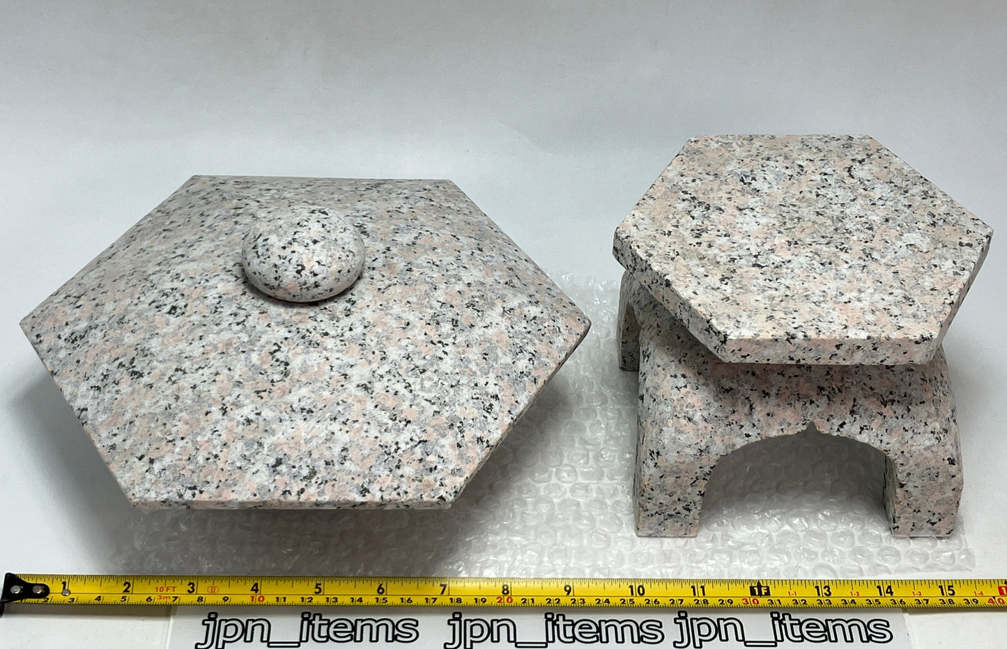 Zen Pink Gray Yukimi Stone Lantern Tourou Miniature Granite Japanese Garden Statue
