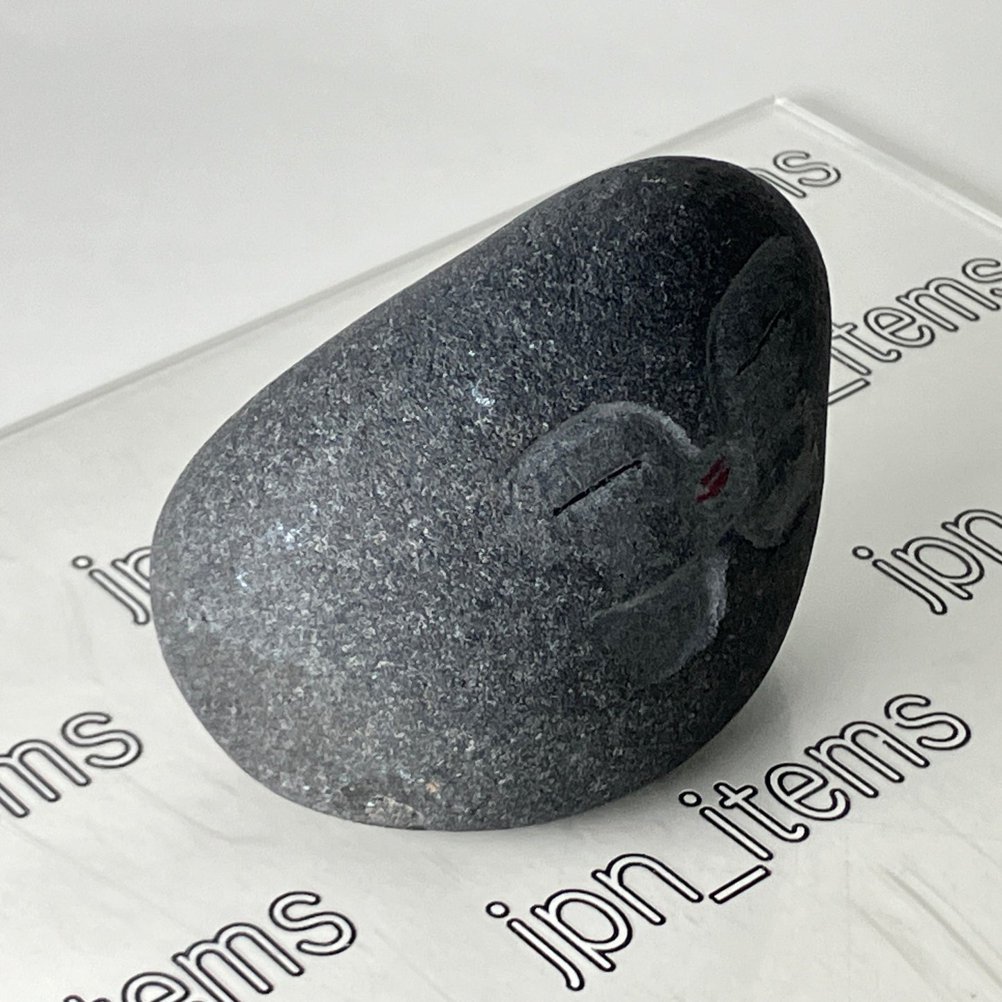 Miniature Shengmu Pebble Black Stone Jizo Sculpture Handmade Japanese Type D