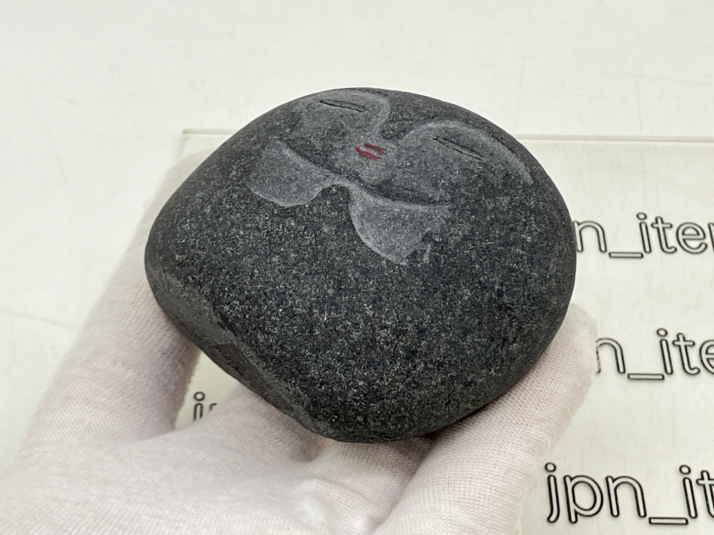 Miniature Shengmu Pebble Black Stone Jizo Sculpture Handmade Japanese Type D