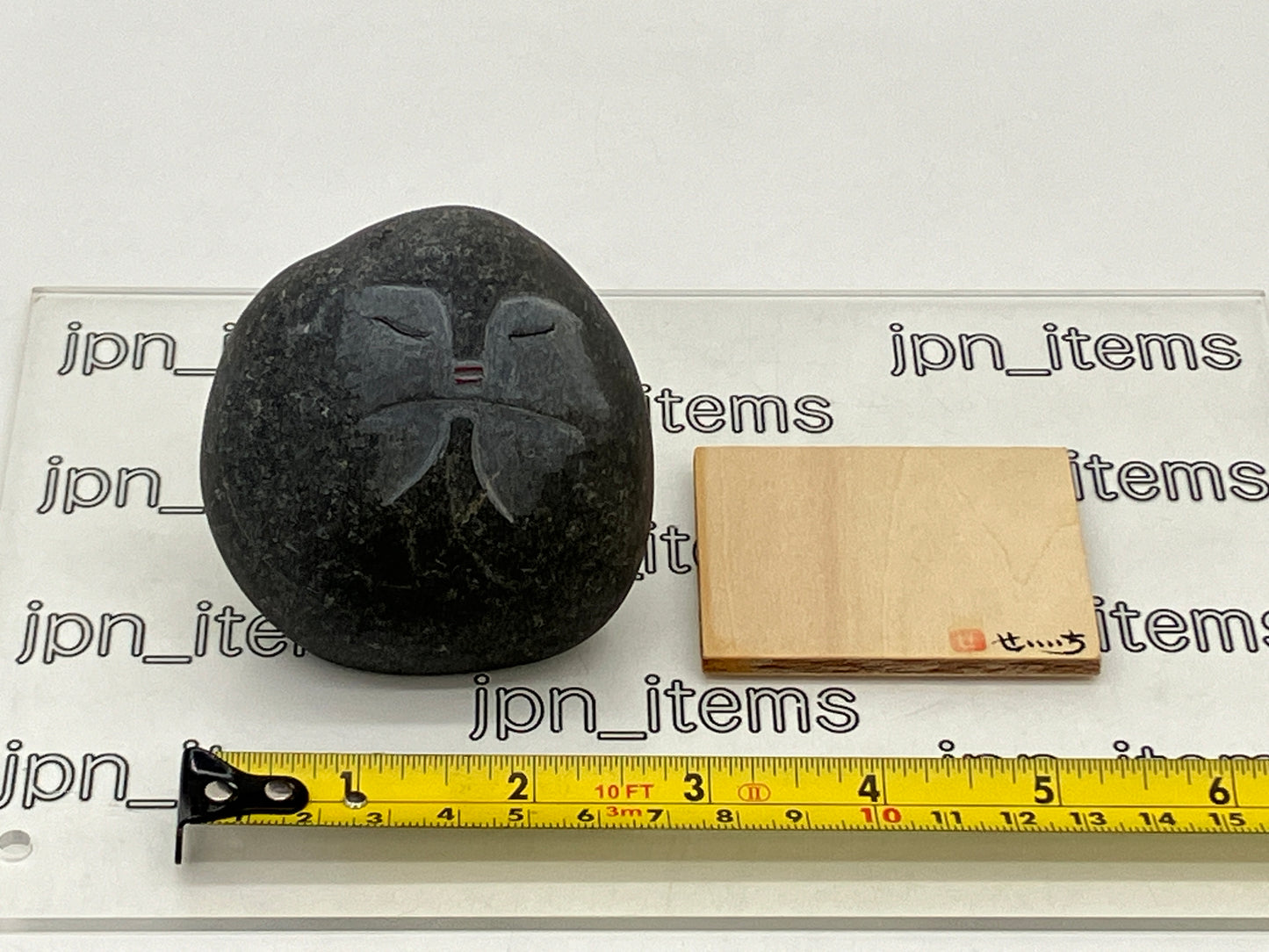 Miniature Shengmu Pebble Black Stone Jizo Sculpture Handmade Japanese Type E