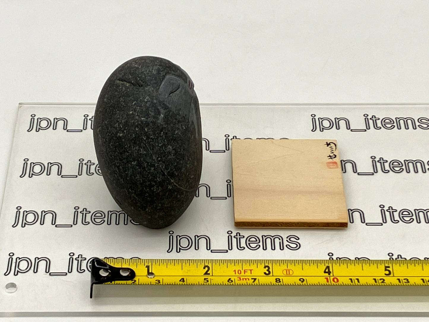 Miniature Shengmu Pebble Black Stone Jizo Sculpture Handmade Japanese Type E