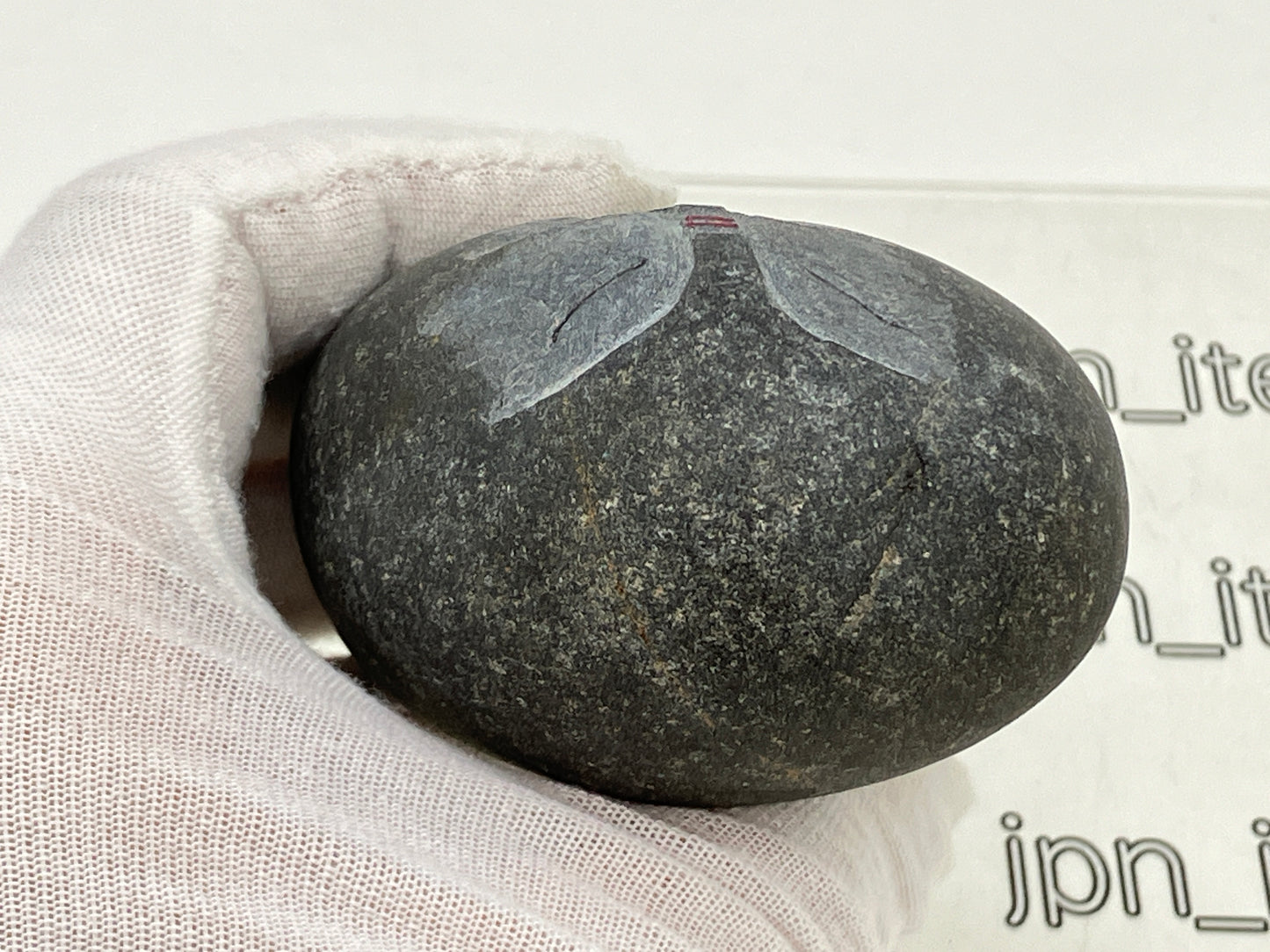 Miniature Shengmu Pebble Black Stone Jizo Sculpture Handmade Japanese Type E