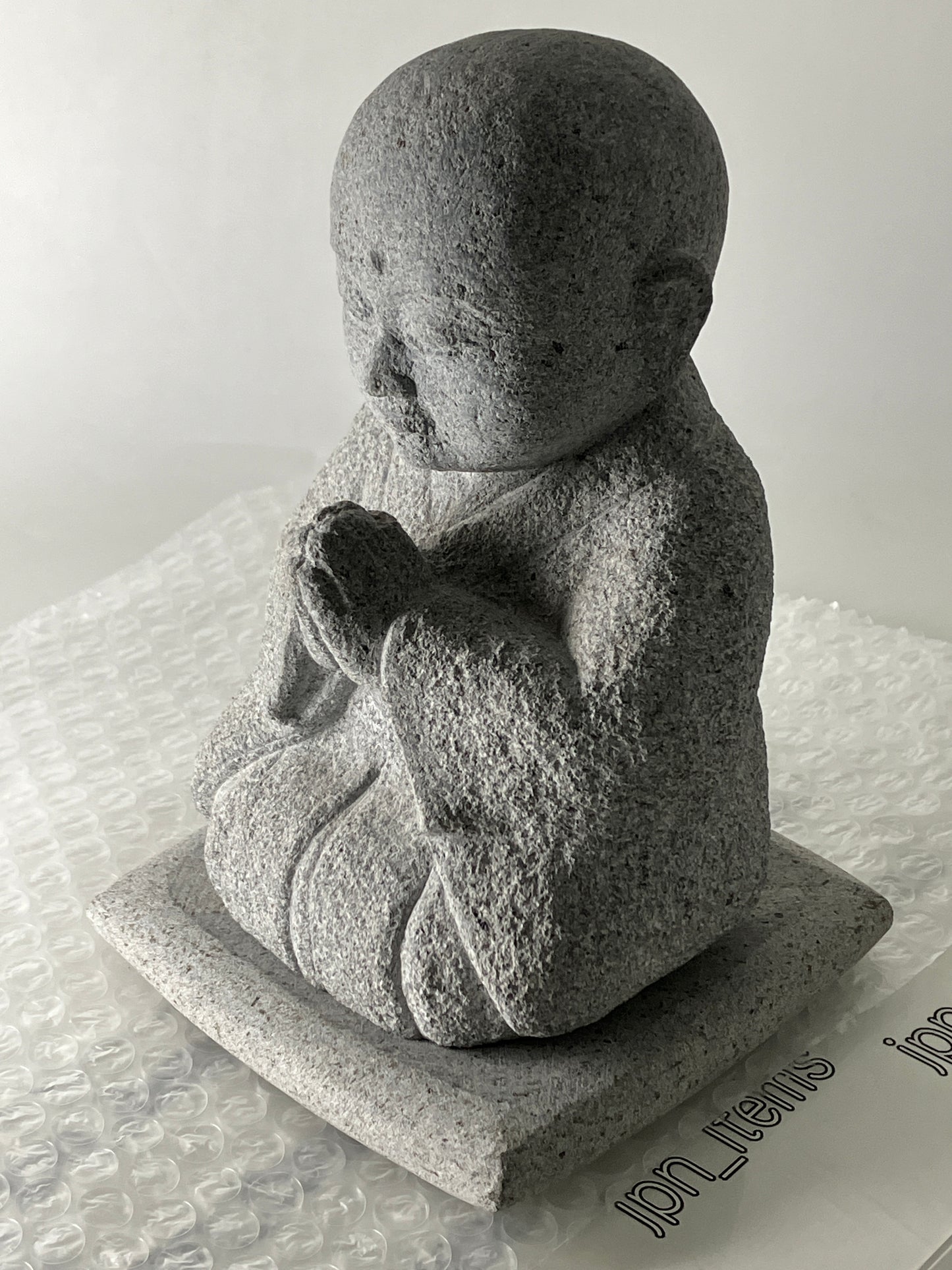 Gasshou Jizo Ojizo-Sama Granite Stone Sculpture Handmade Japanese Garden