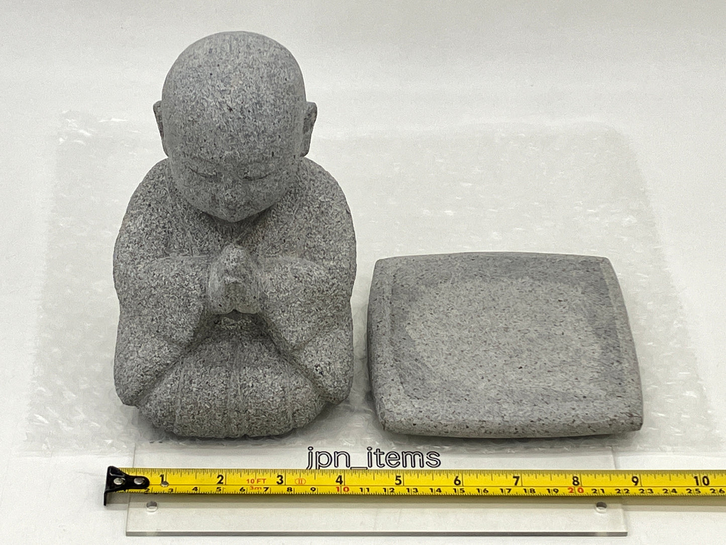 Gasshou Jizo Ojizo-Sama Granite Stone Sculpture Handmade Japanese Garden