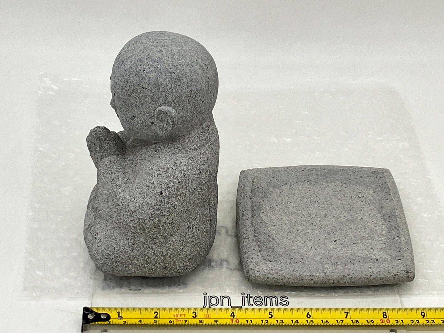 Gasshou Jizo Ojizo-Sama Granite Stone Sculpture Handmade Japanese Garden