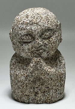 Gassho Jizo Statue Granite Aji Rust Stone Sculpture Handmade Japanese