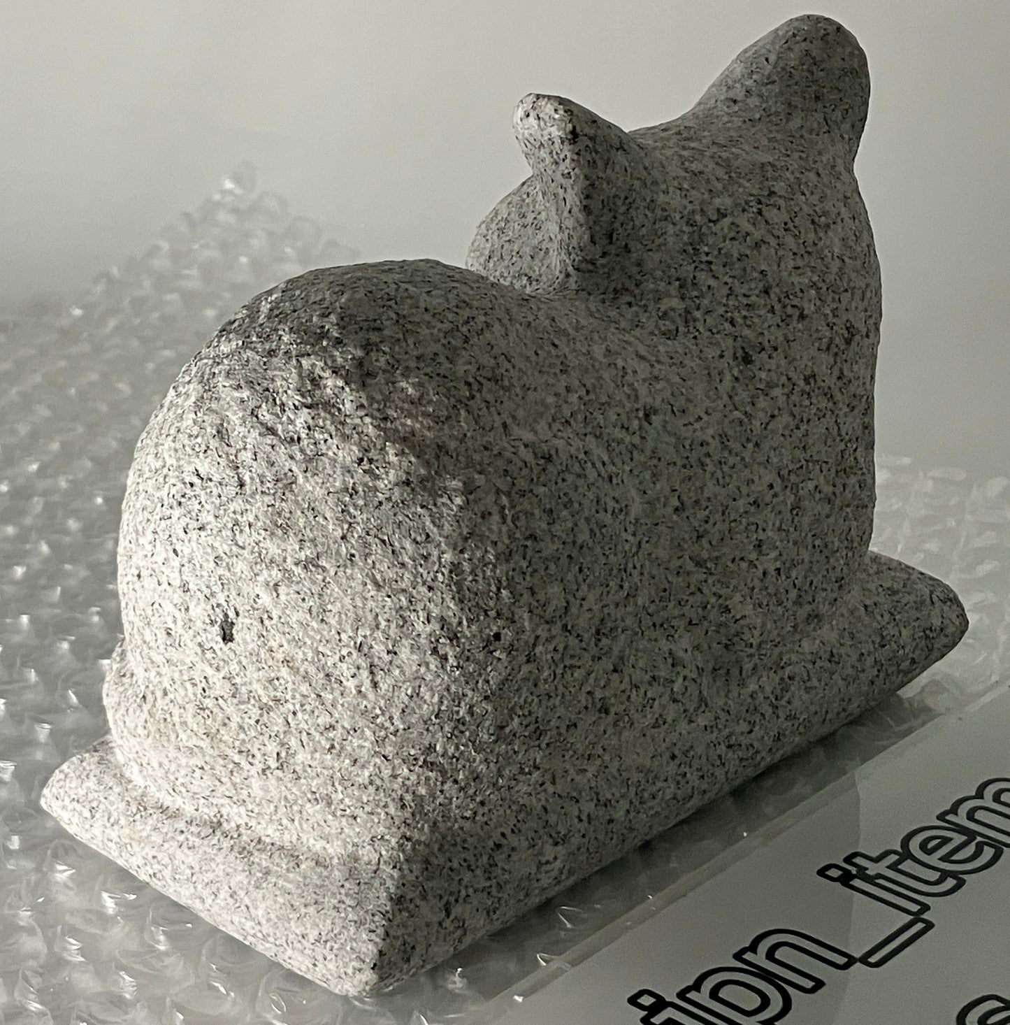 Miniature Sleeping Cat Statue Granite Stone Sculpture Handmade Japanese Garden