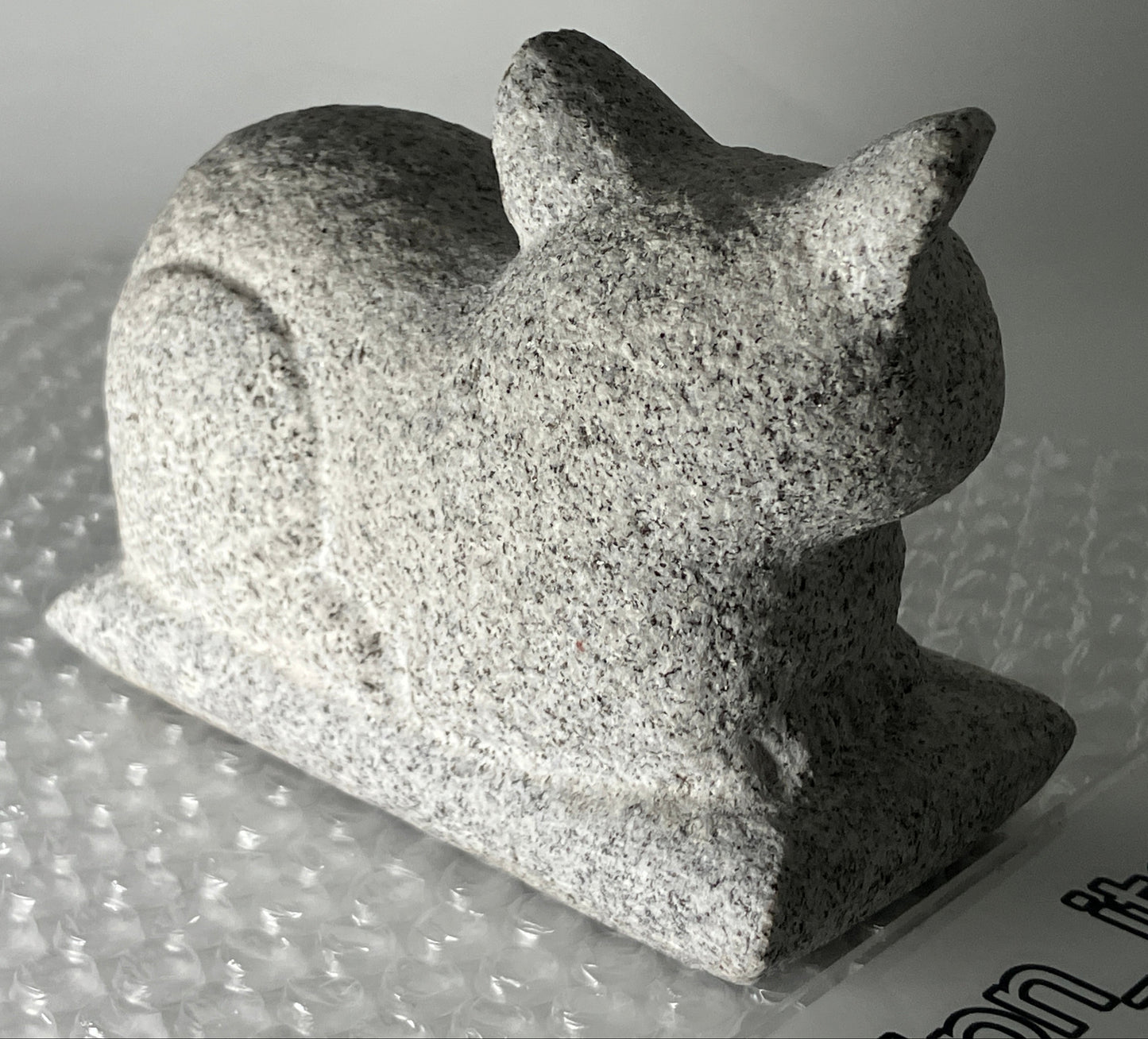 Miniature Sleeping Cat Statue Granite Stone Sculpture Handmade Japanese Garden